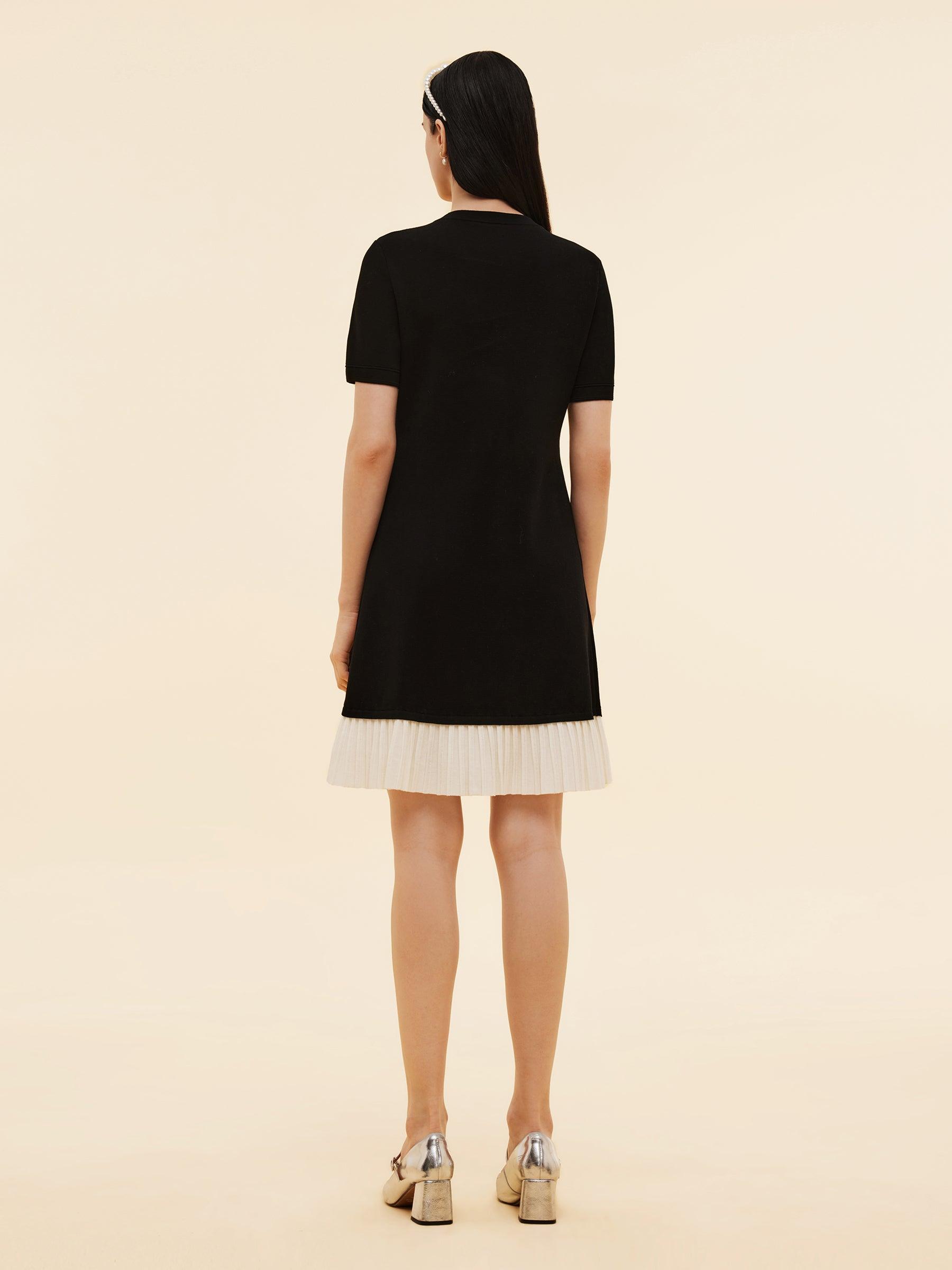 Tencel Blend Color Block Women Knit Mini Dress Product Image