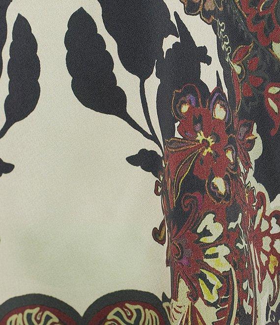 Alex Marie Harley Printed Satin Long Sleeve V-Neck Blouse Product Image