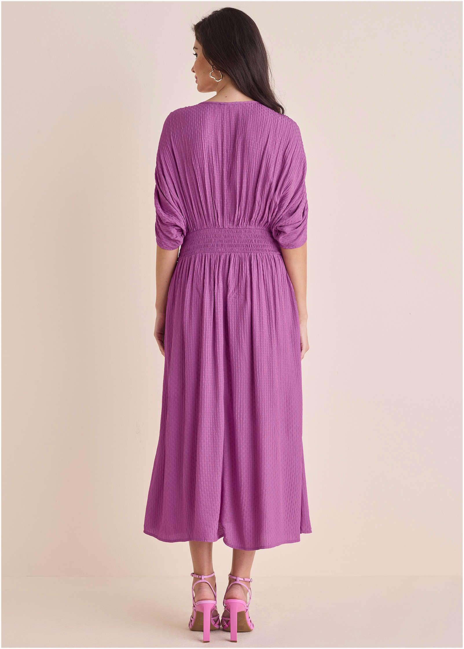 Short Sleeve Midi Dress - Cattleya Orchid Product Image