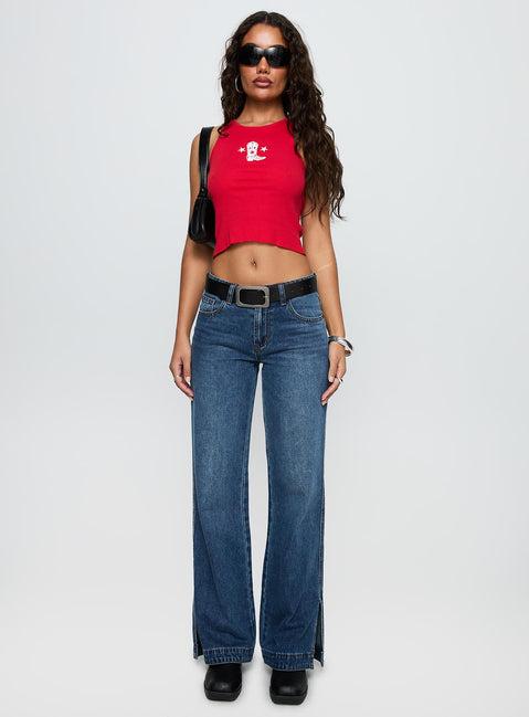 Boot Scootin Graphic Tank Top Red Product Image