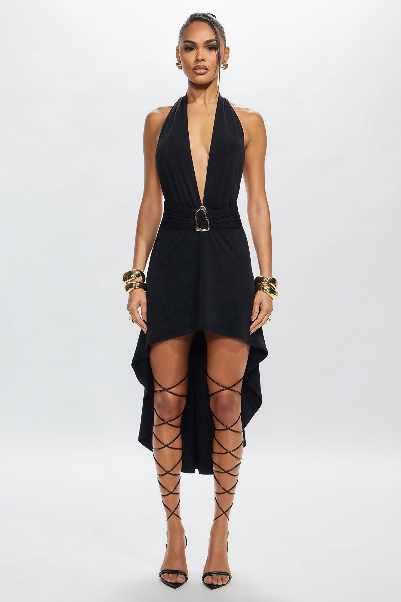 Harper High Low Mini Dress - Black Product Image