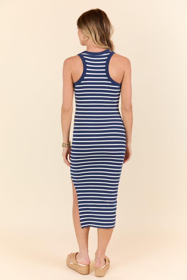 All I Want Navy and White Striped Knit Dress FINAL SALE Product Image