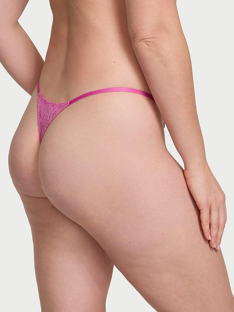 Lace Rhinestone Heart Hardware Thong Panty Product Image