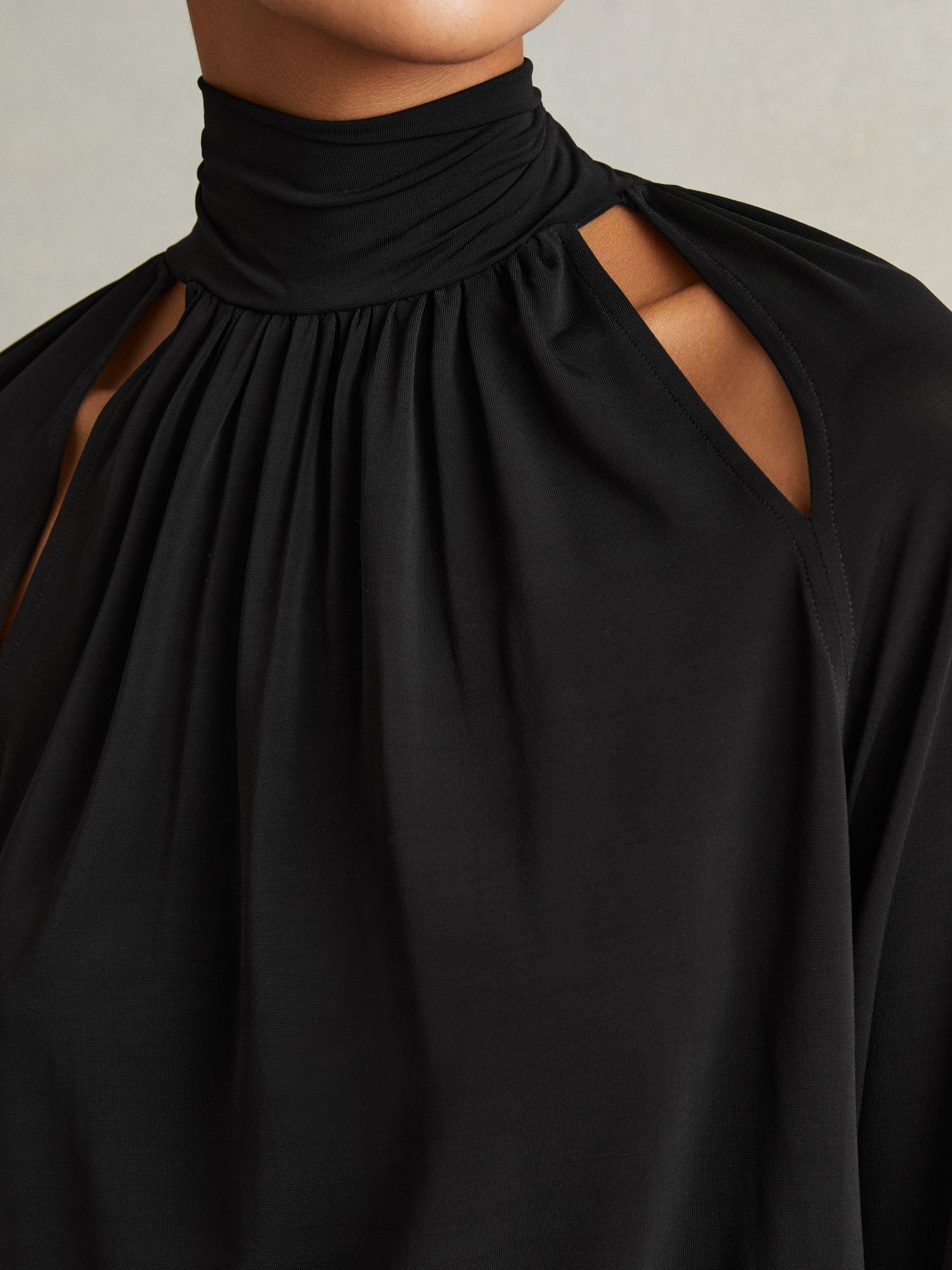 Adrienne Black Cut-Out Blouson Waist Top Product Image