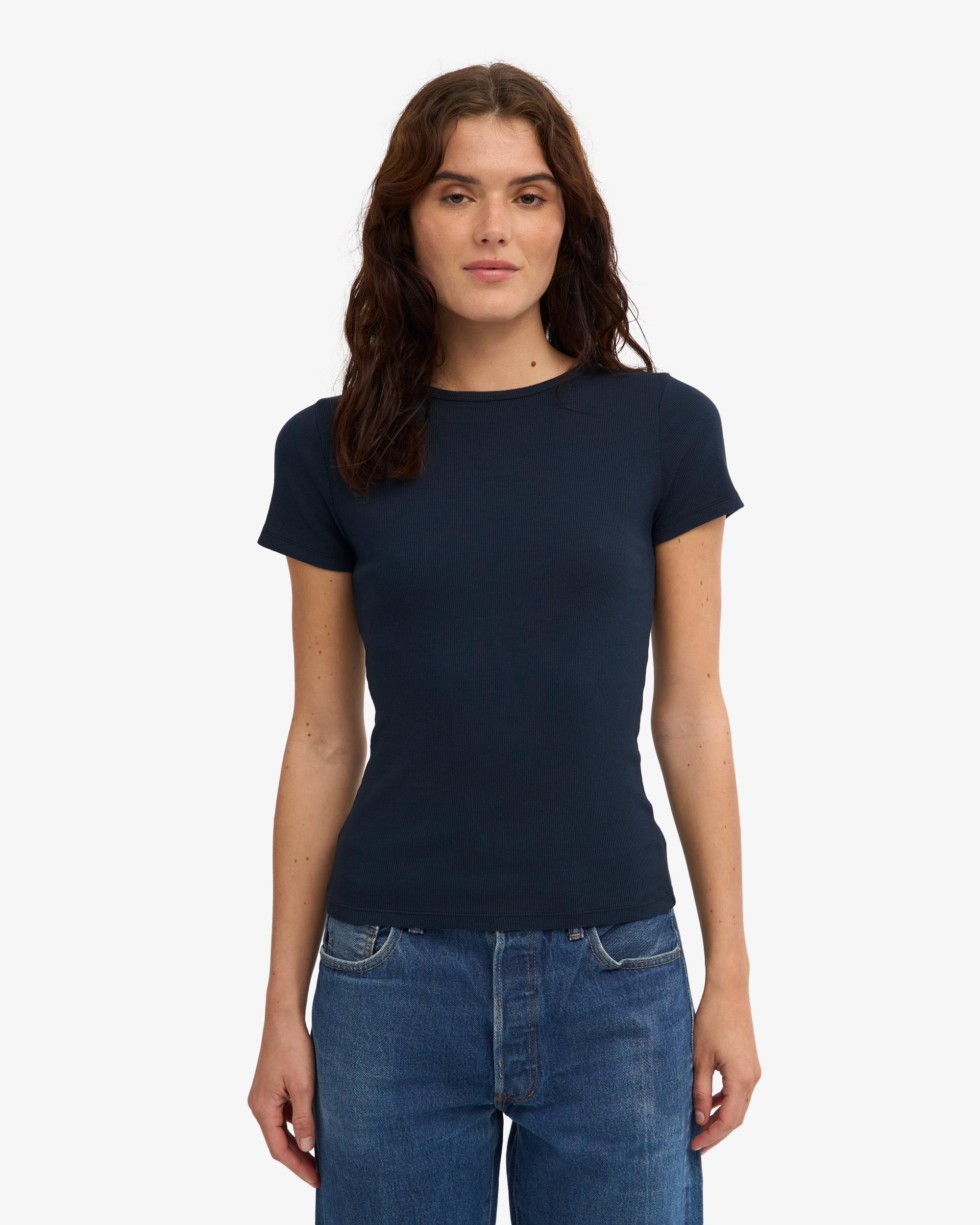 Organic Rib T-Shirt - Navy Blue Product Image