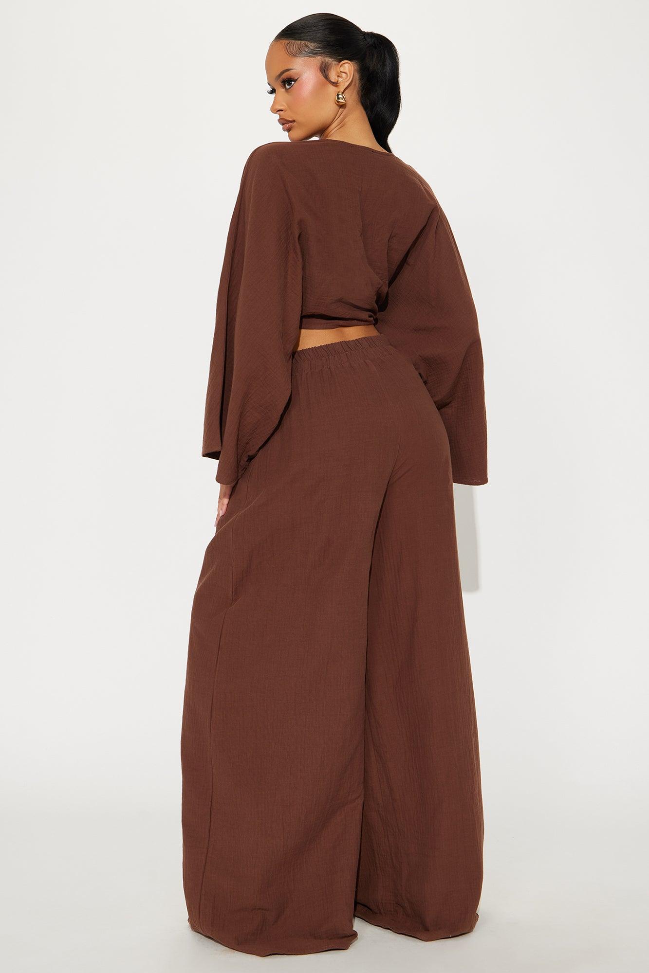 Isabella Gauze Pant Set - Chocolate Product Image