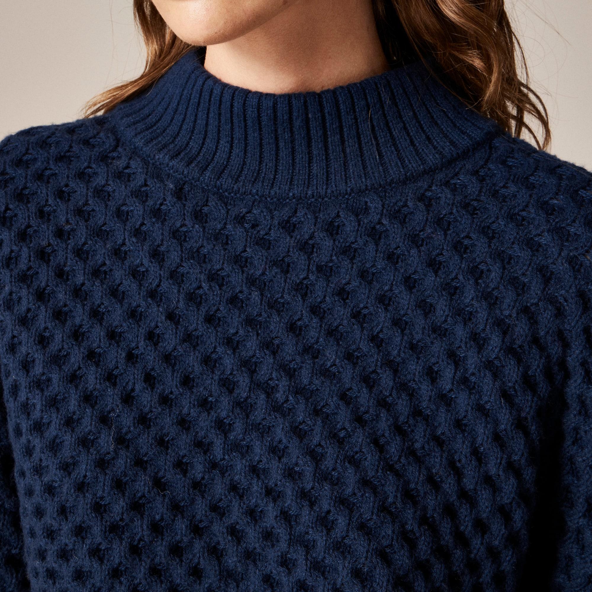 Honeycomb mockneck sweater in wool blend Product Image