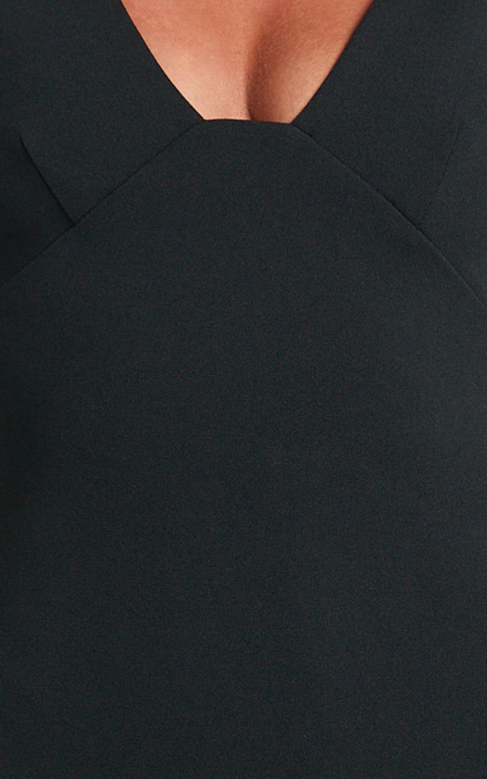 Raya Maxi Dress - Deep V Neck Low Back Bodycon Dress in Black Product Image