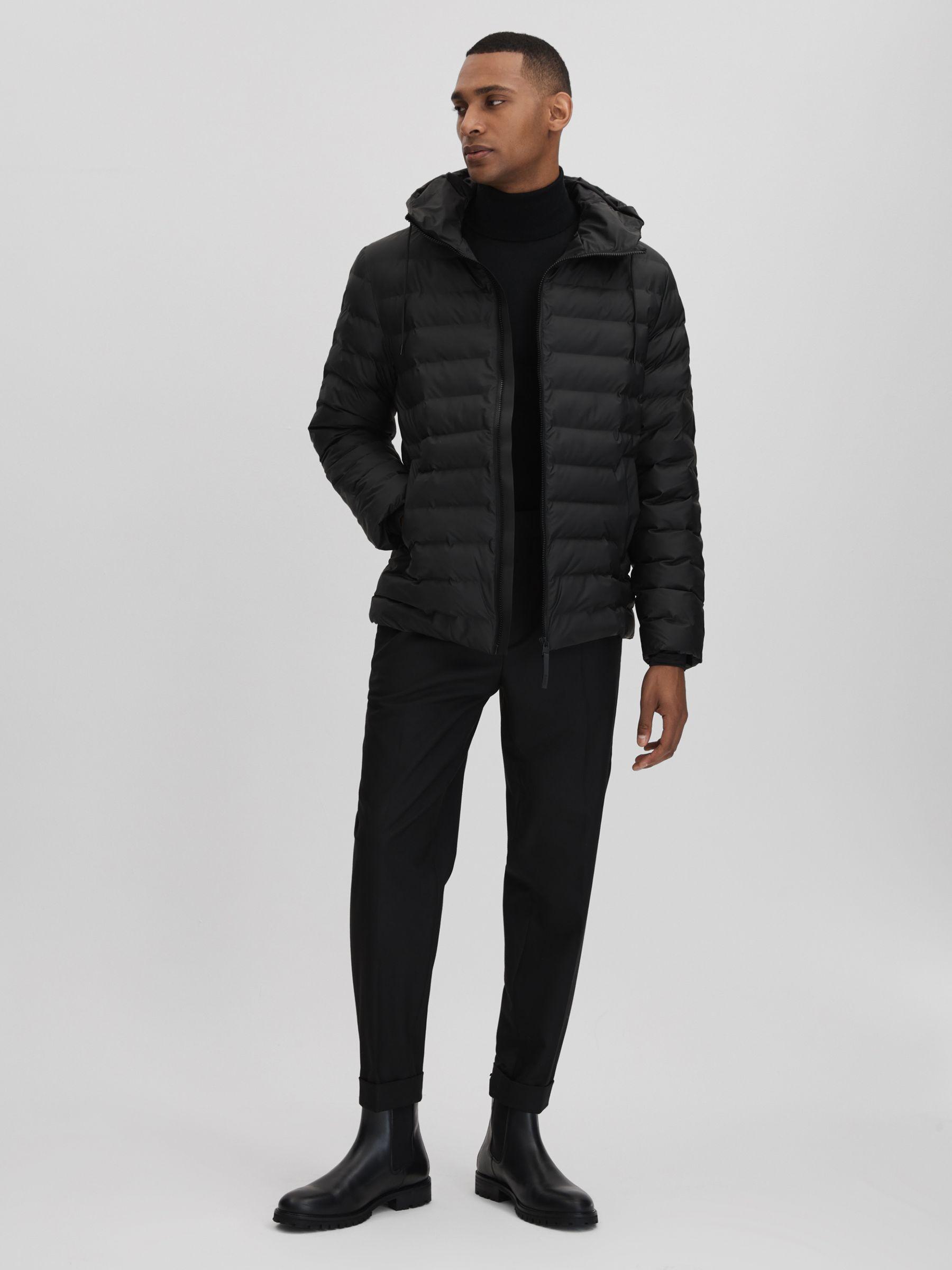 Rains Hooded Puffer Jacket in Black Product Image