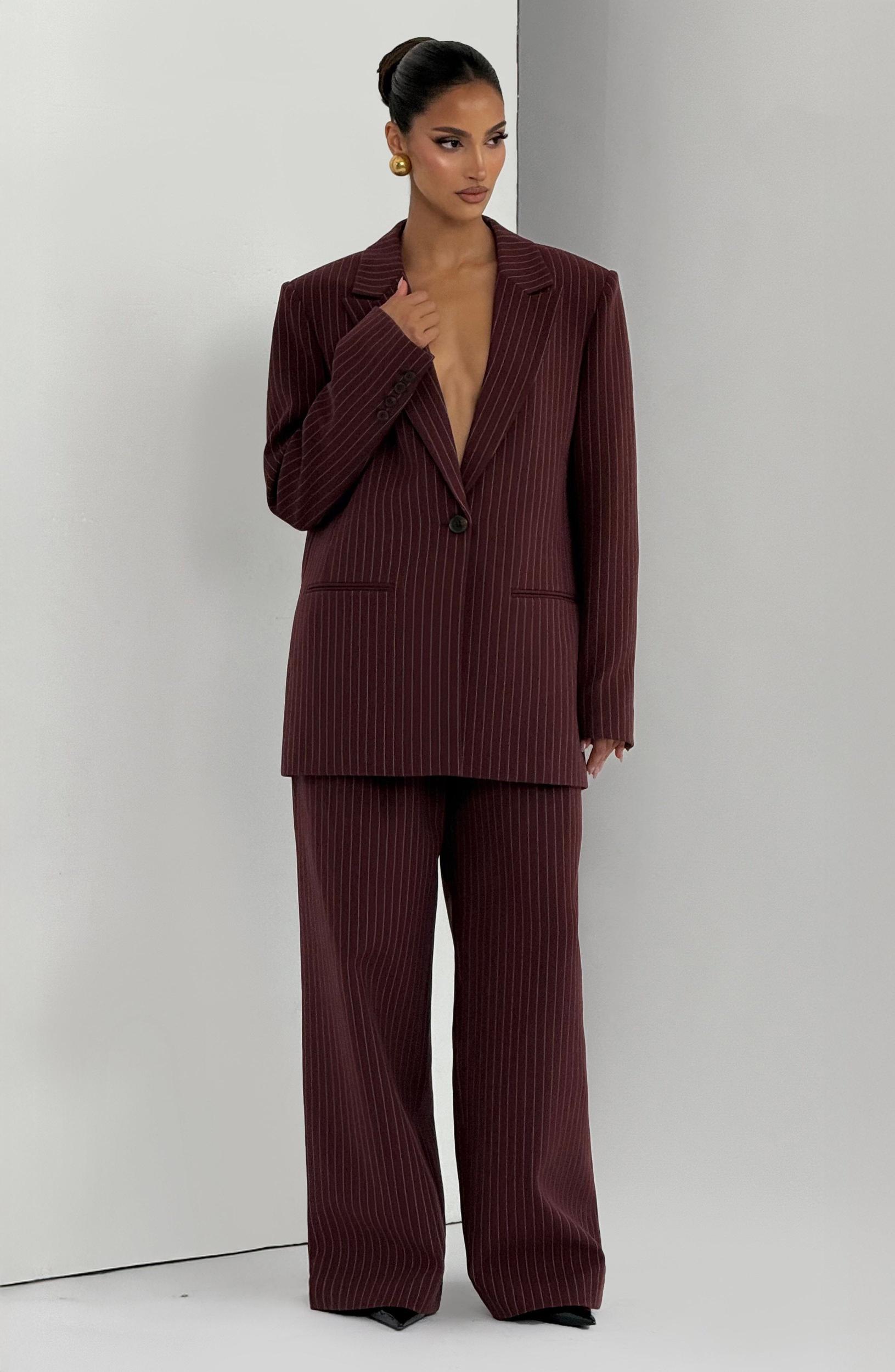 Reece Blazer - Burgundy Pinstripe Product Image