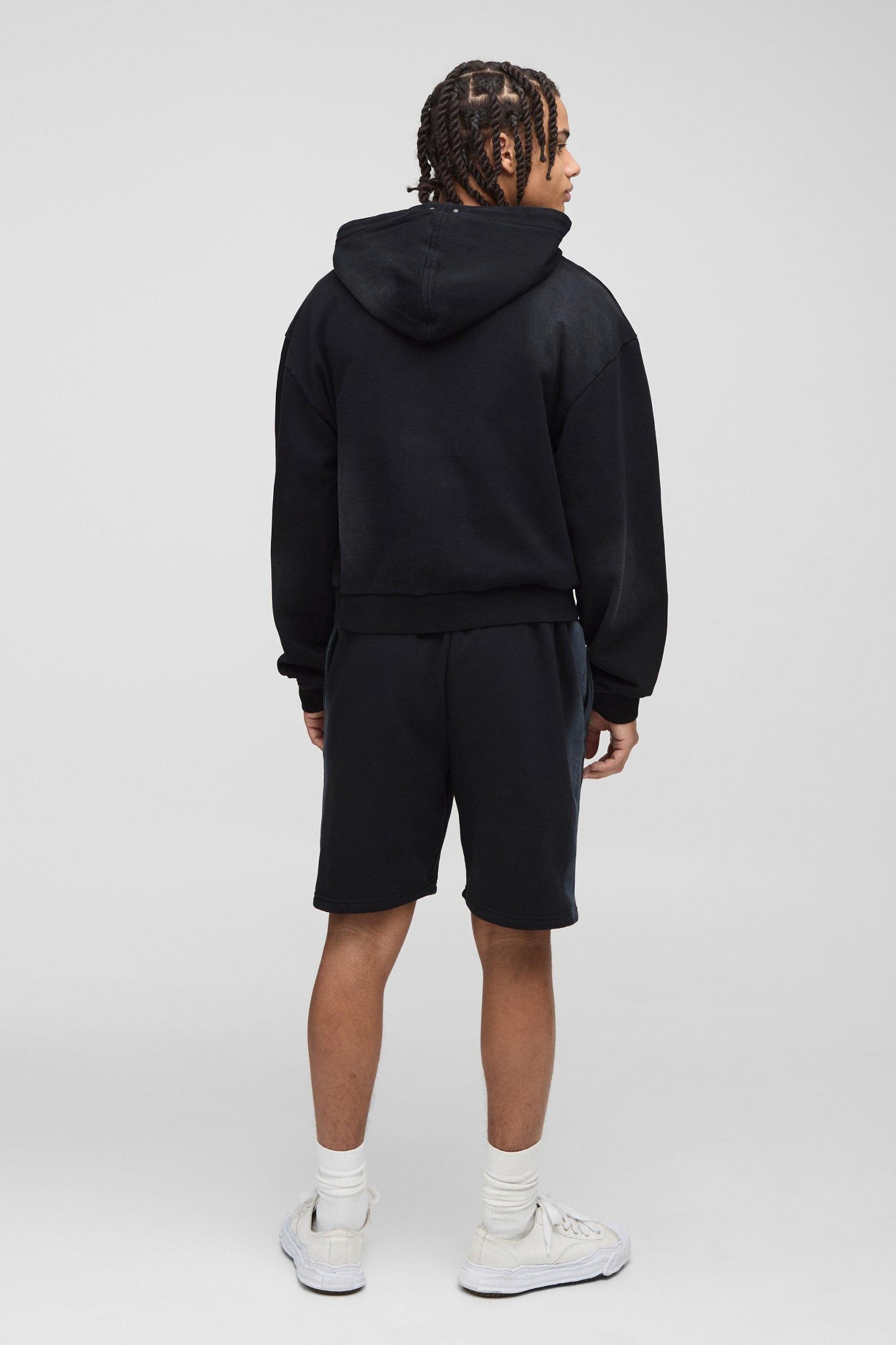 Relaxed Mid Length Washed Seam Shorts | boohooMAN USA Product Image