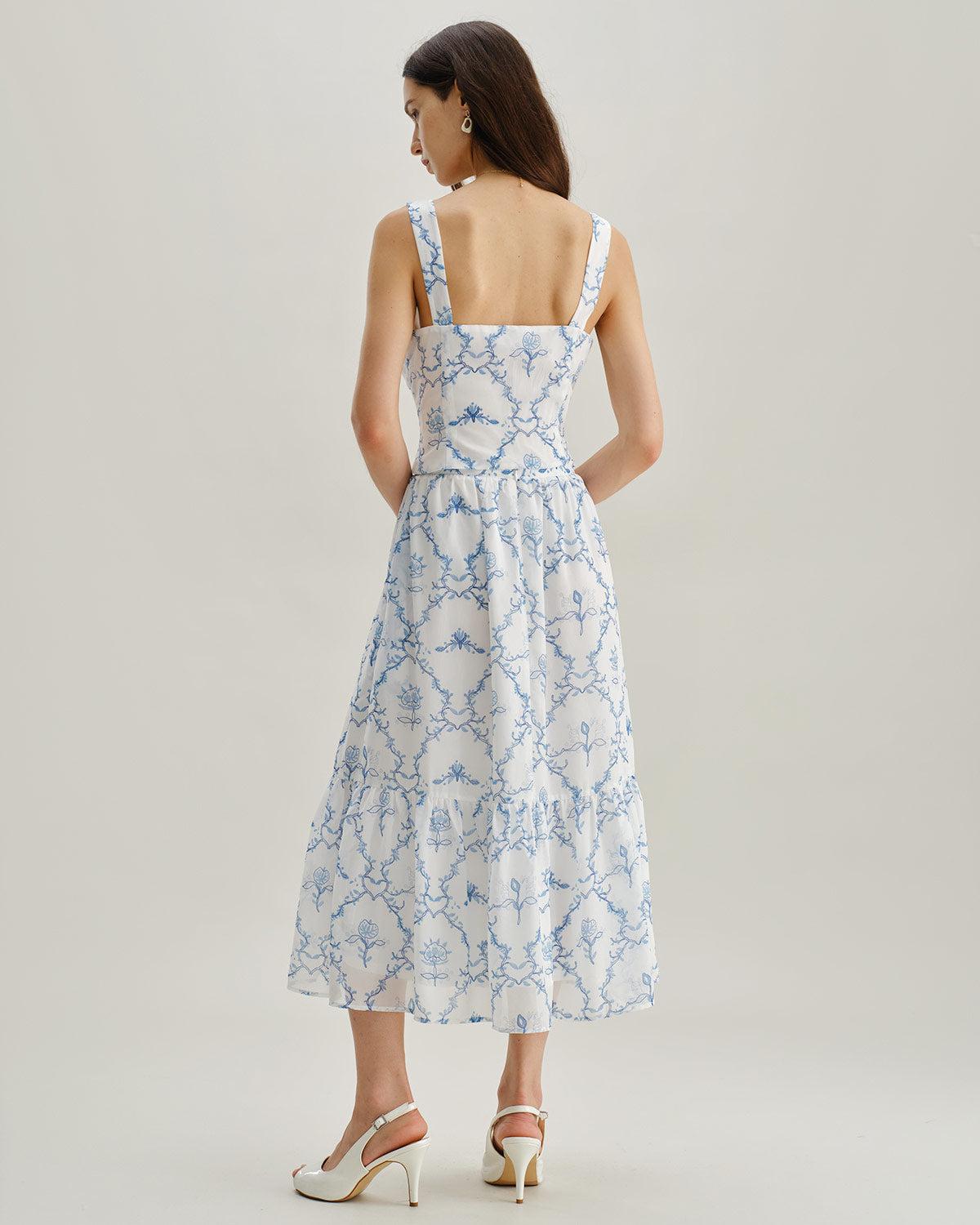 White Floral Ruched Tank Top Product Image