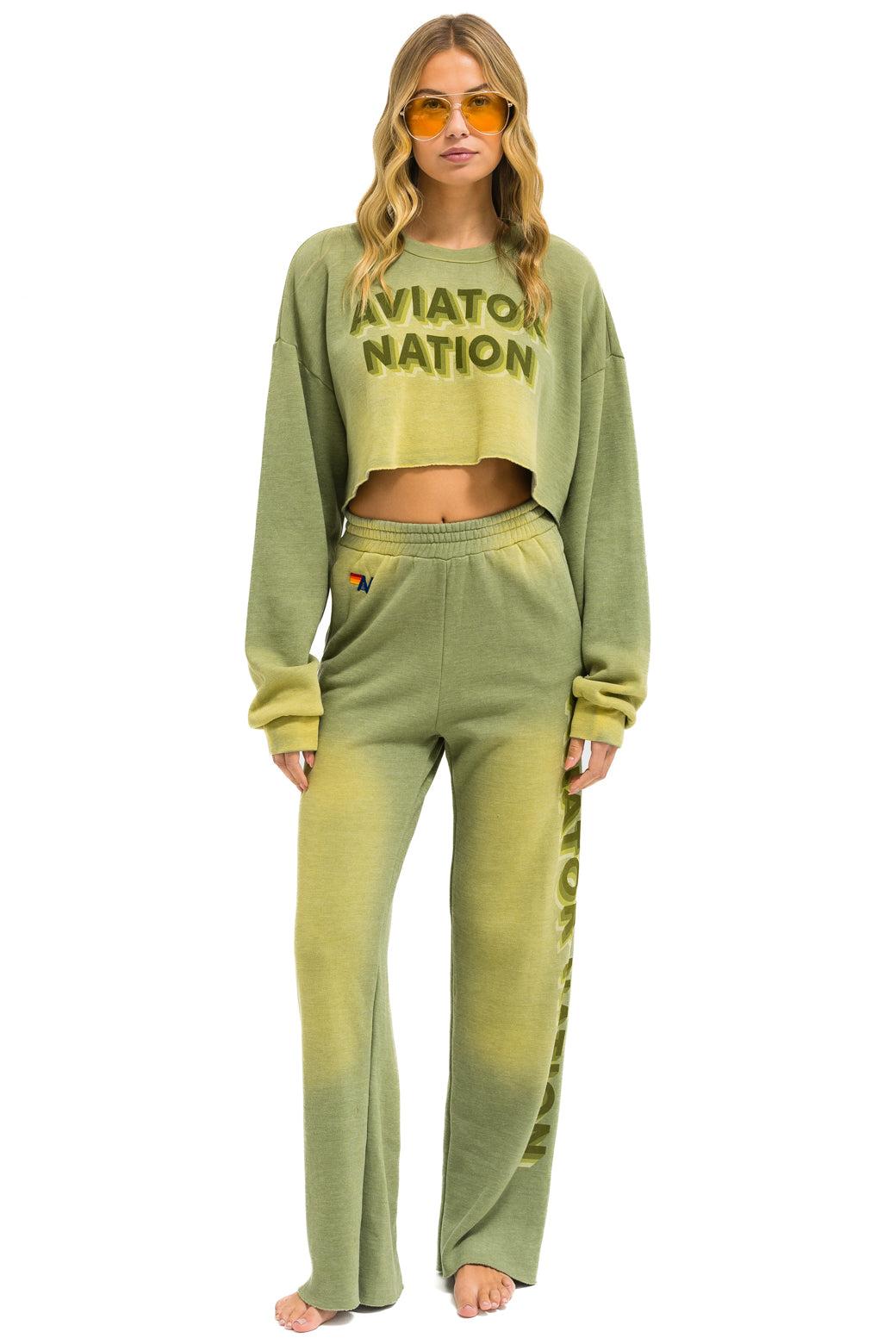 AN 3D WIDE LEG POCKET SWEATPANTS - FADED ARMY Female Product Image