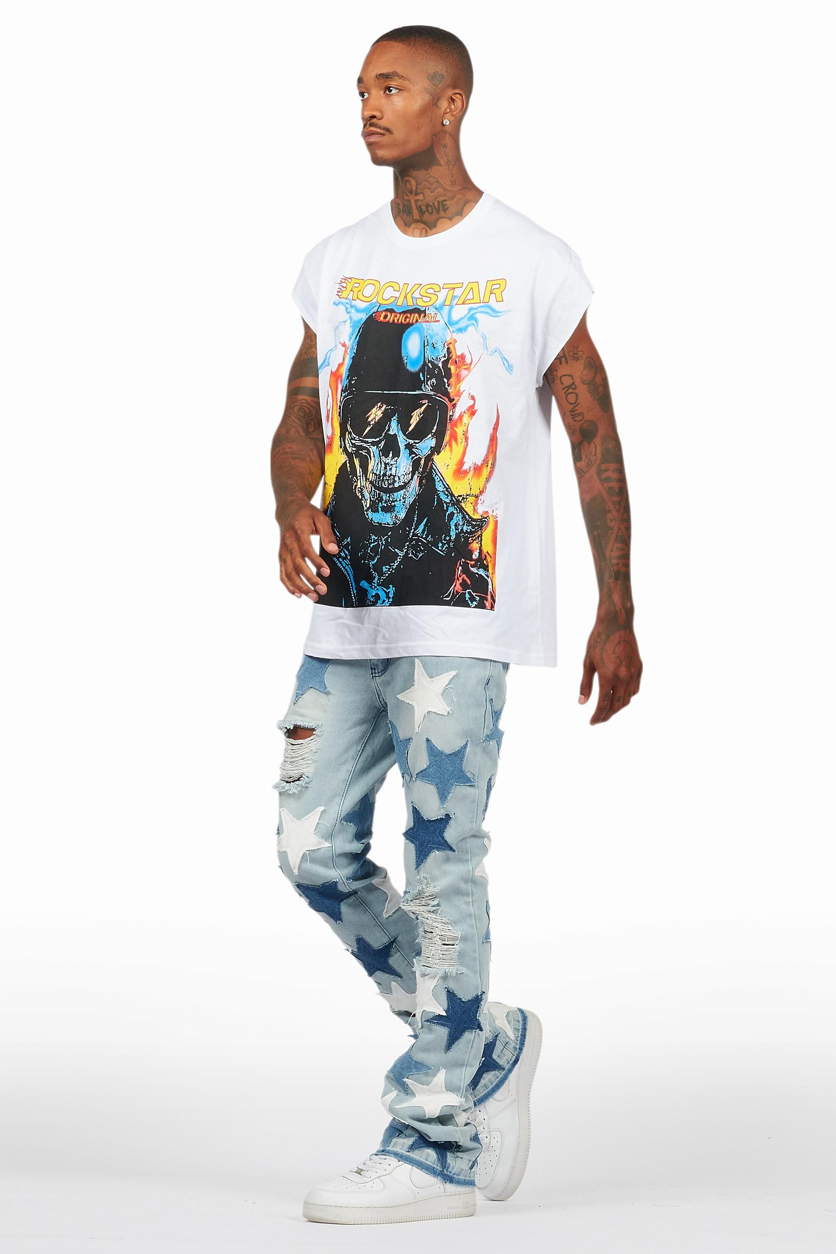 StarLane Light Blue Stacked Flare Jean Male Product Image