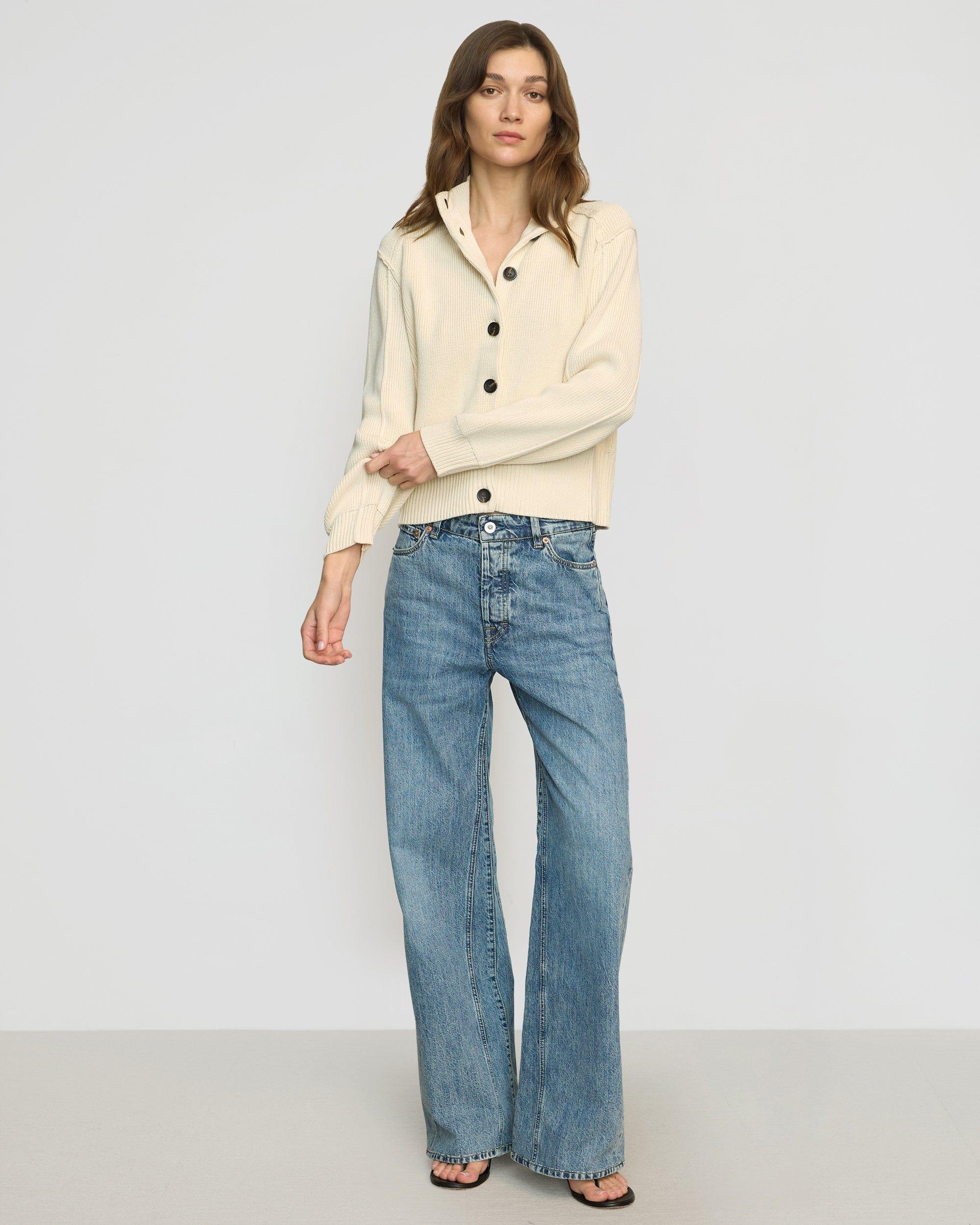 Clove Button Mock-Neck Knit Cardigan Product Image