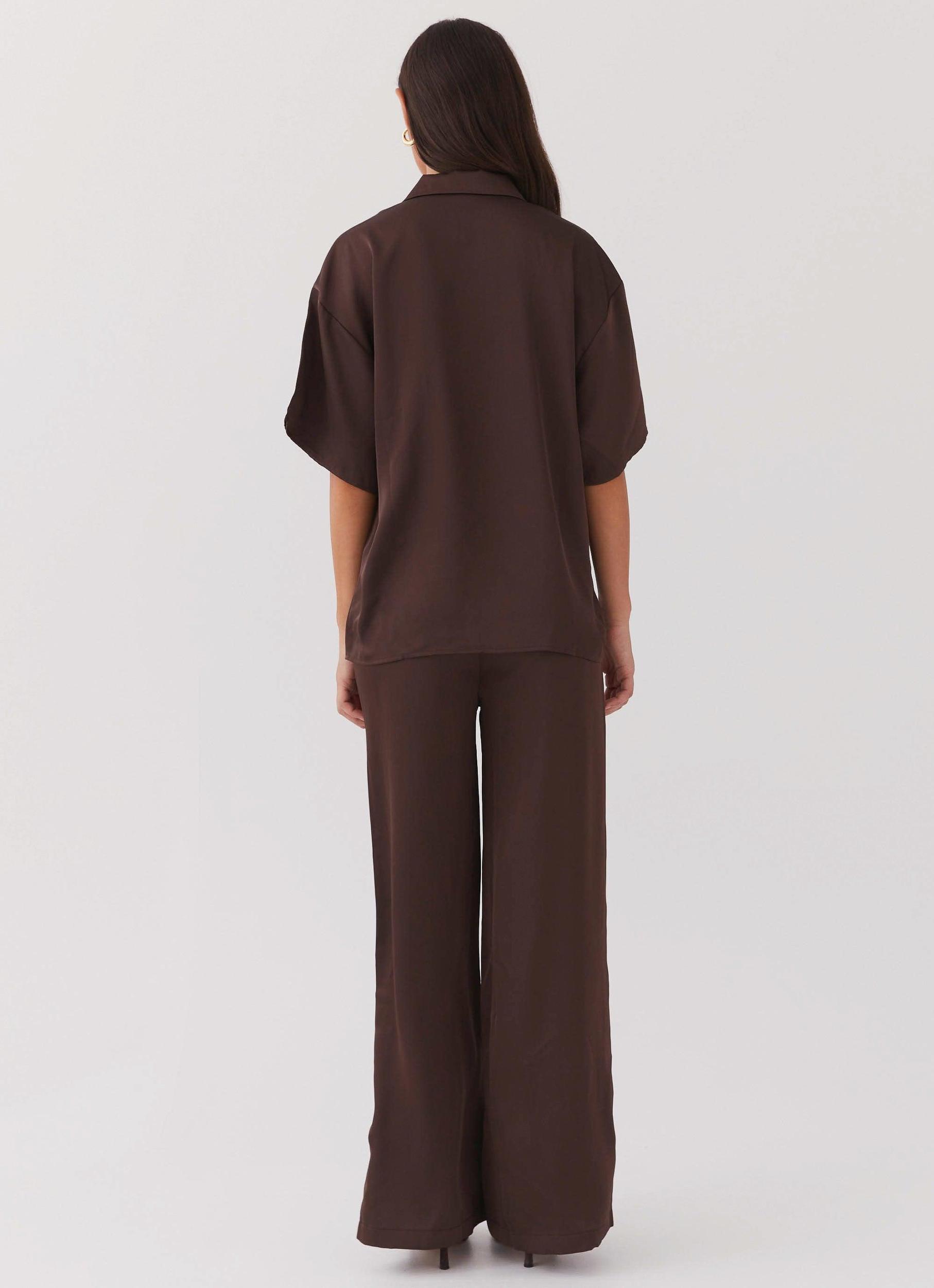 Palm Cove Satin Pants - Chocolate Product Image