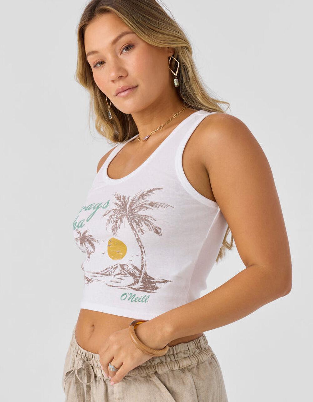 O'NEILL Always Aloha Womens Crop Tank Top - WHITE Product Image
