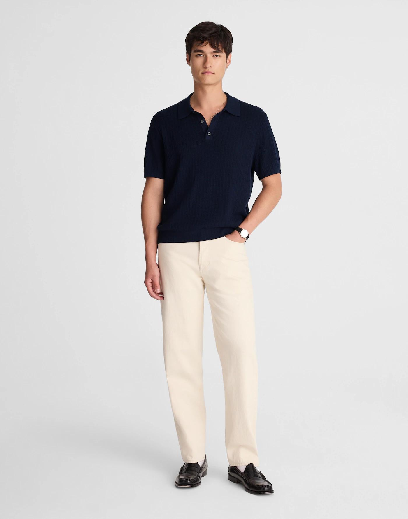 Tuck-Stitch Three-Button Sweater Polo Product Image