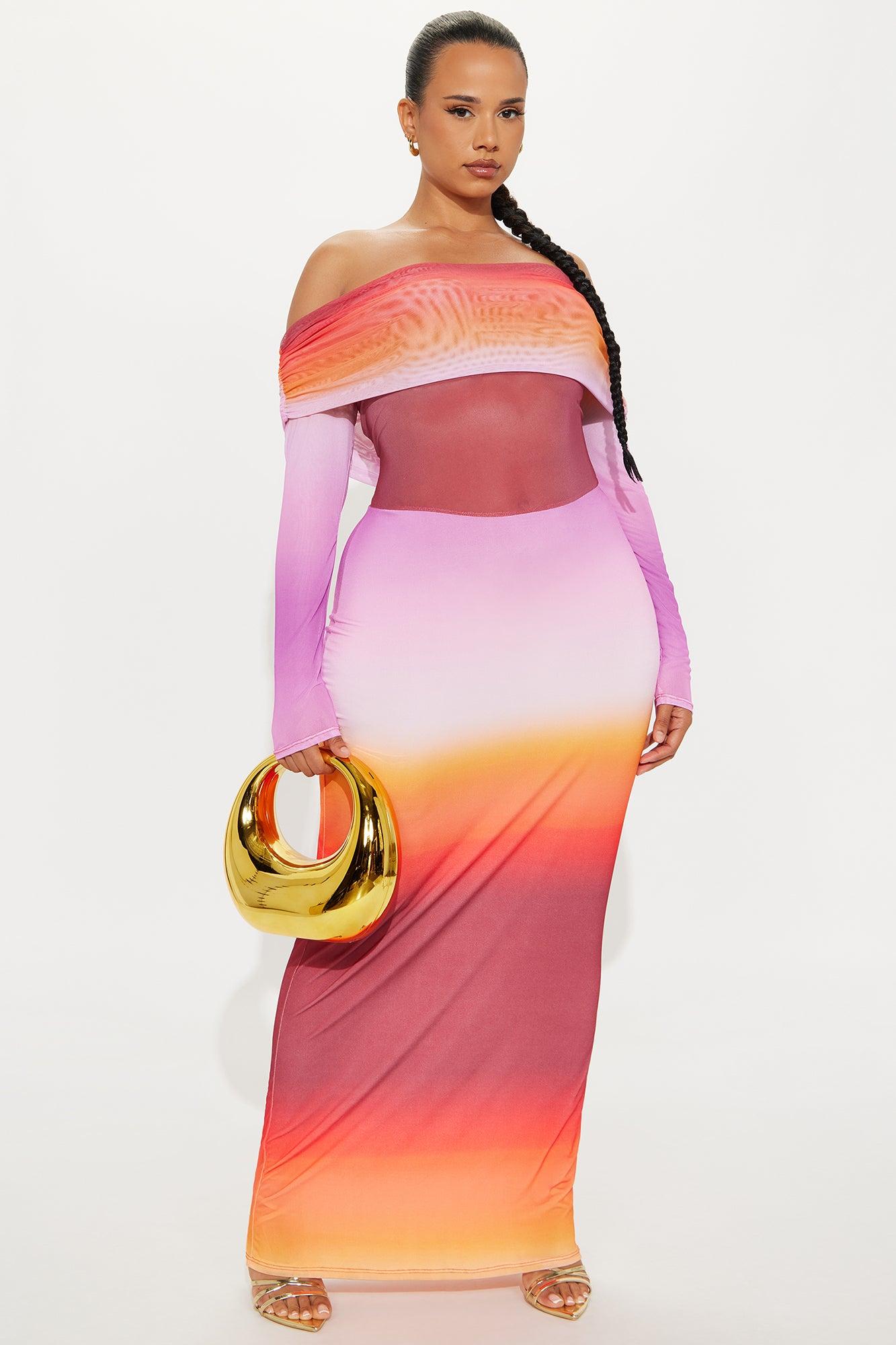 Sunset Walks Ombre Maxi Dress - Orange/combo Female Product Image