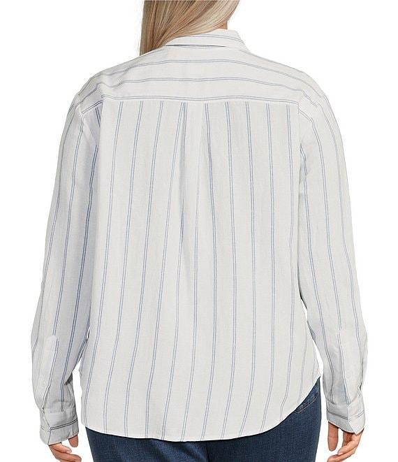 Levi's Plus Size Stripe Point Collar 3/4 Sleeve Button Front Shirt Product Image