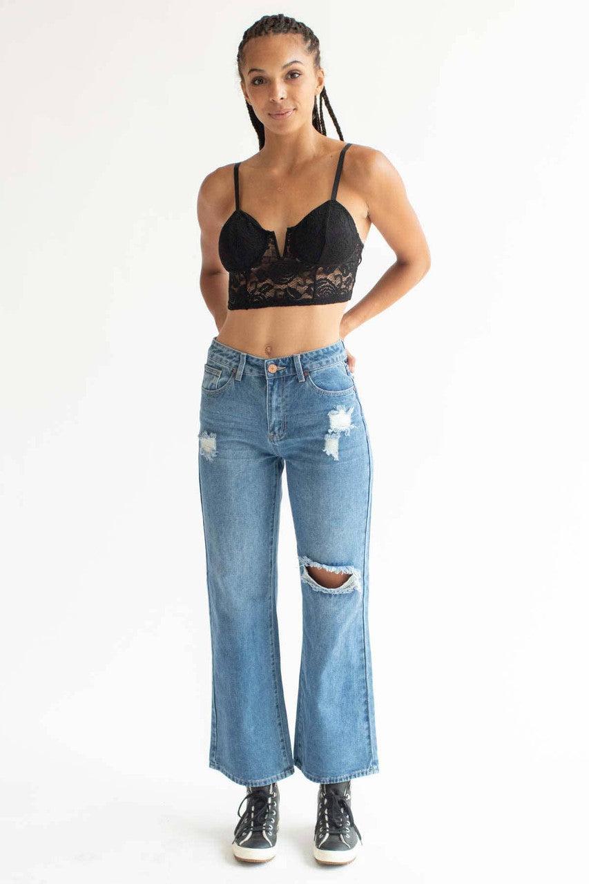 Black Rose Lace Notched Bralette Product Image