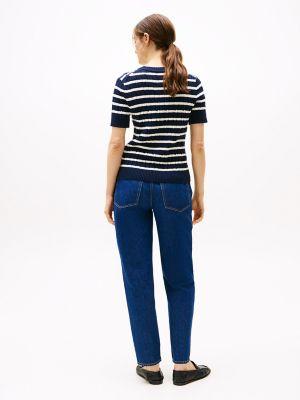 Short-Sleeve Cable Knit Crewneck Sweater Product Image