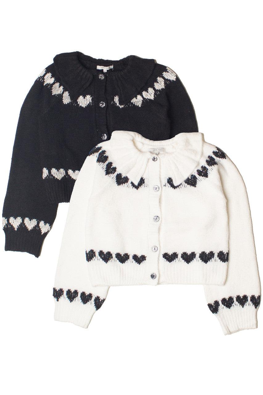 Ruffle Collar Heart Cardigan Product Image