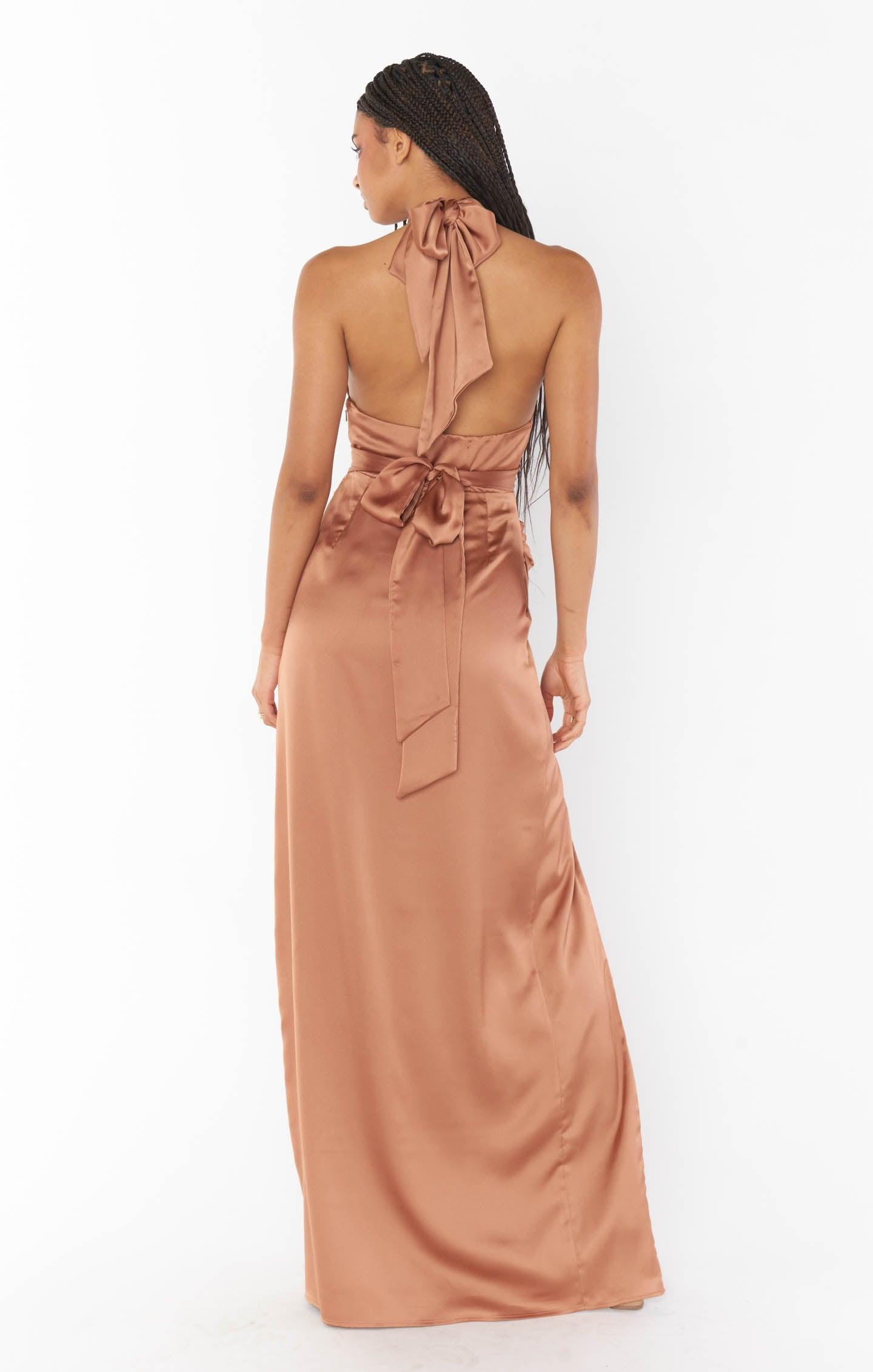 Adele Halter Maxi Dress ~ Copper Luxe Satin Product Image