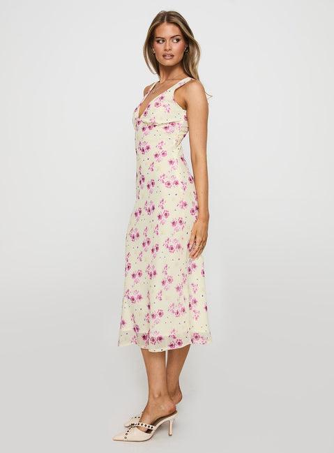 Nellie Midi Dress Yellow Floral Product Image