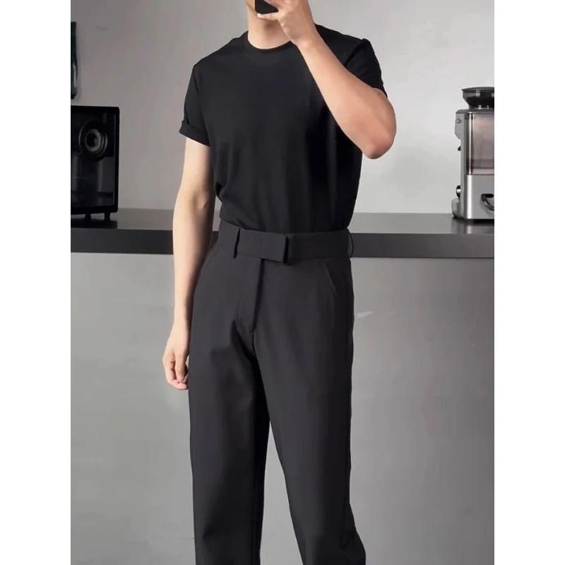 Mid Rise Plain Flared Dress Pants Product Image