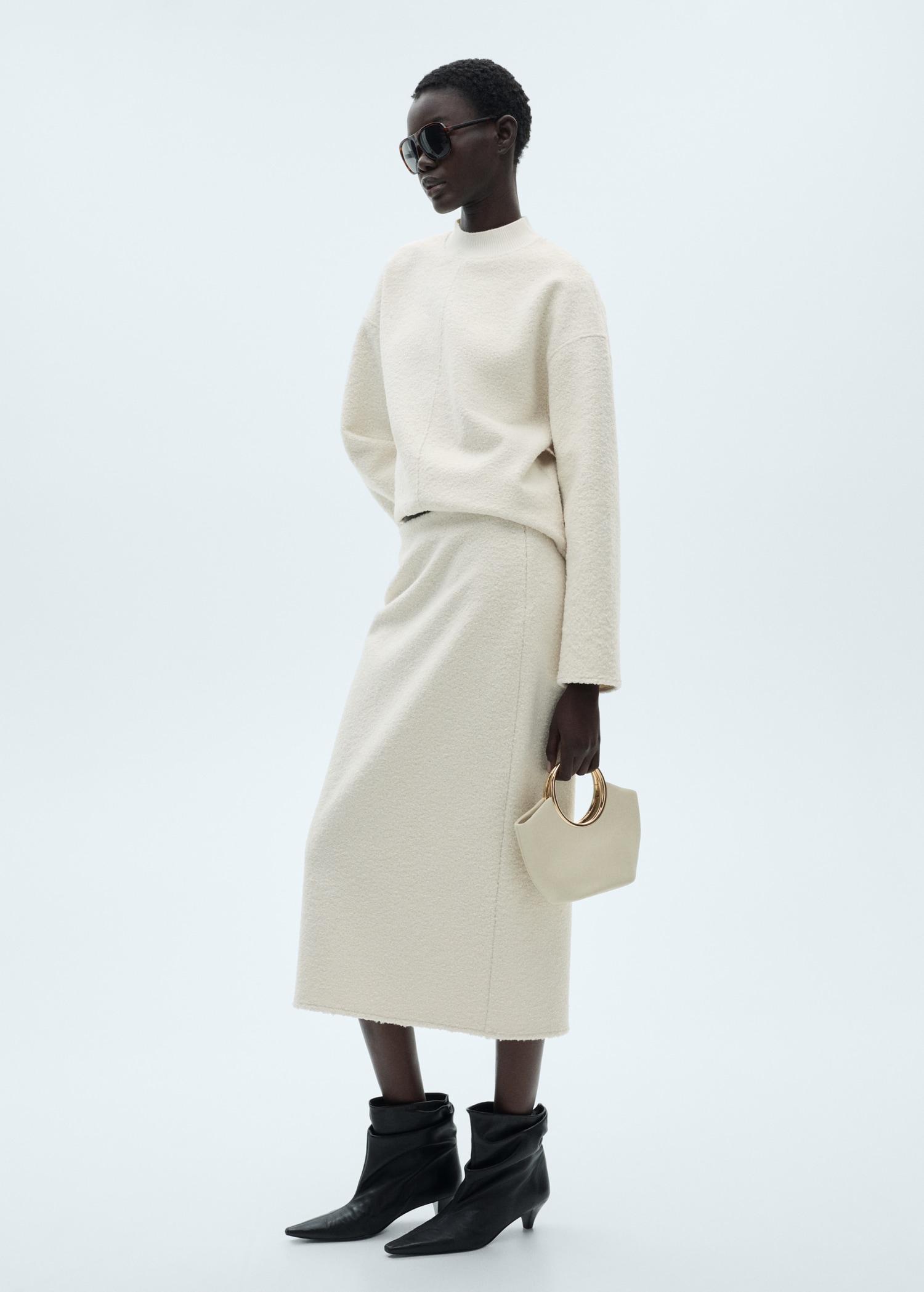 Bouclé midi-skirt - Women | MANGO USA Product Image