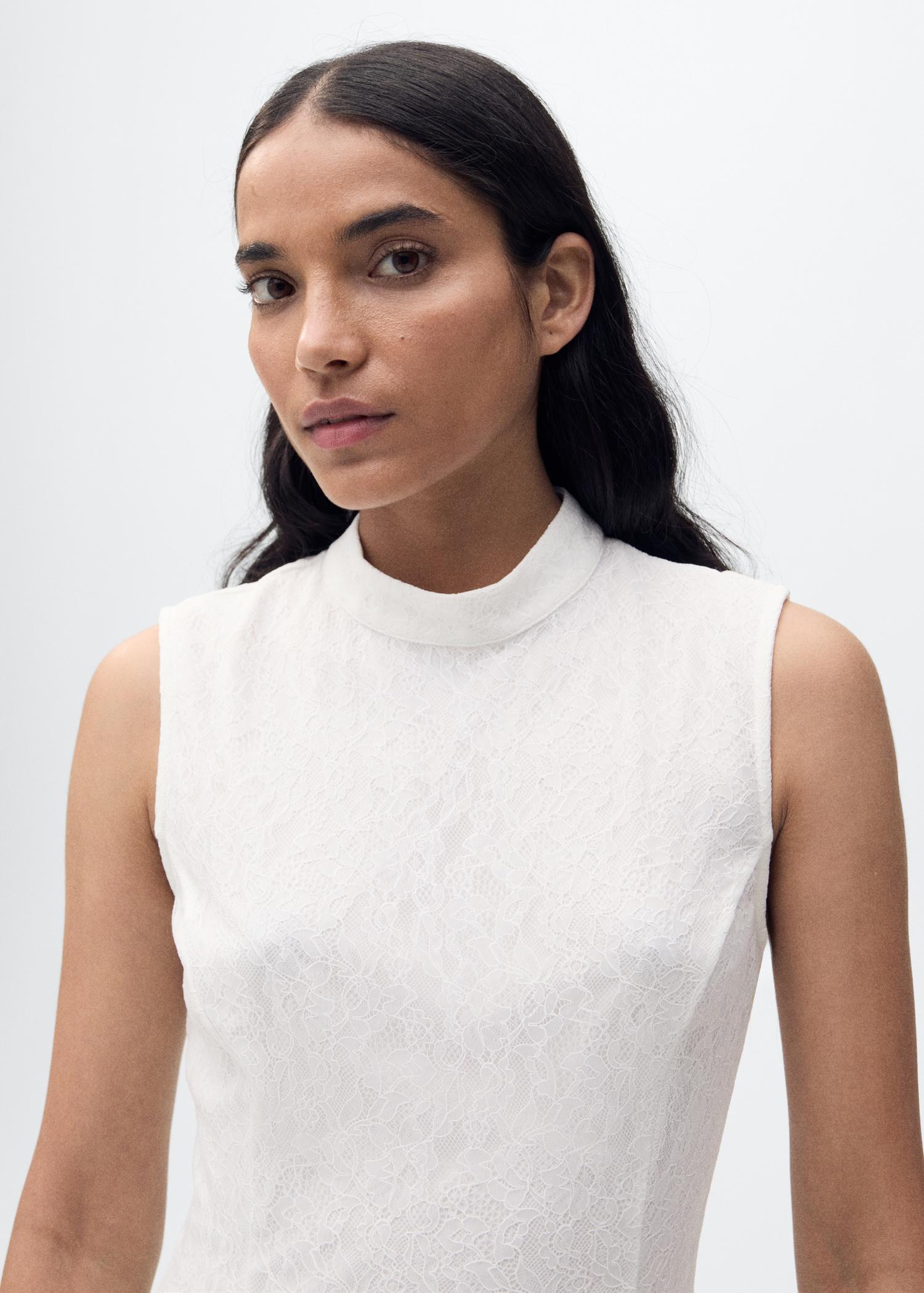 Pleated lace dress - Women | MANGO USA Product Image