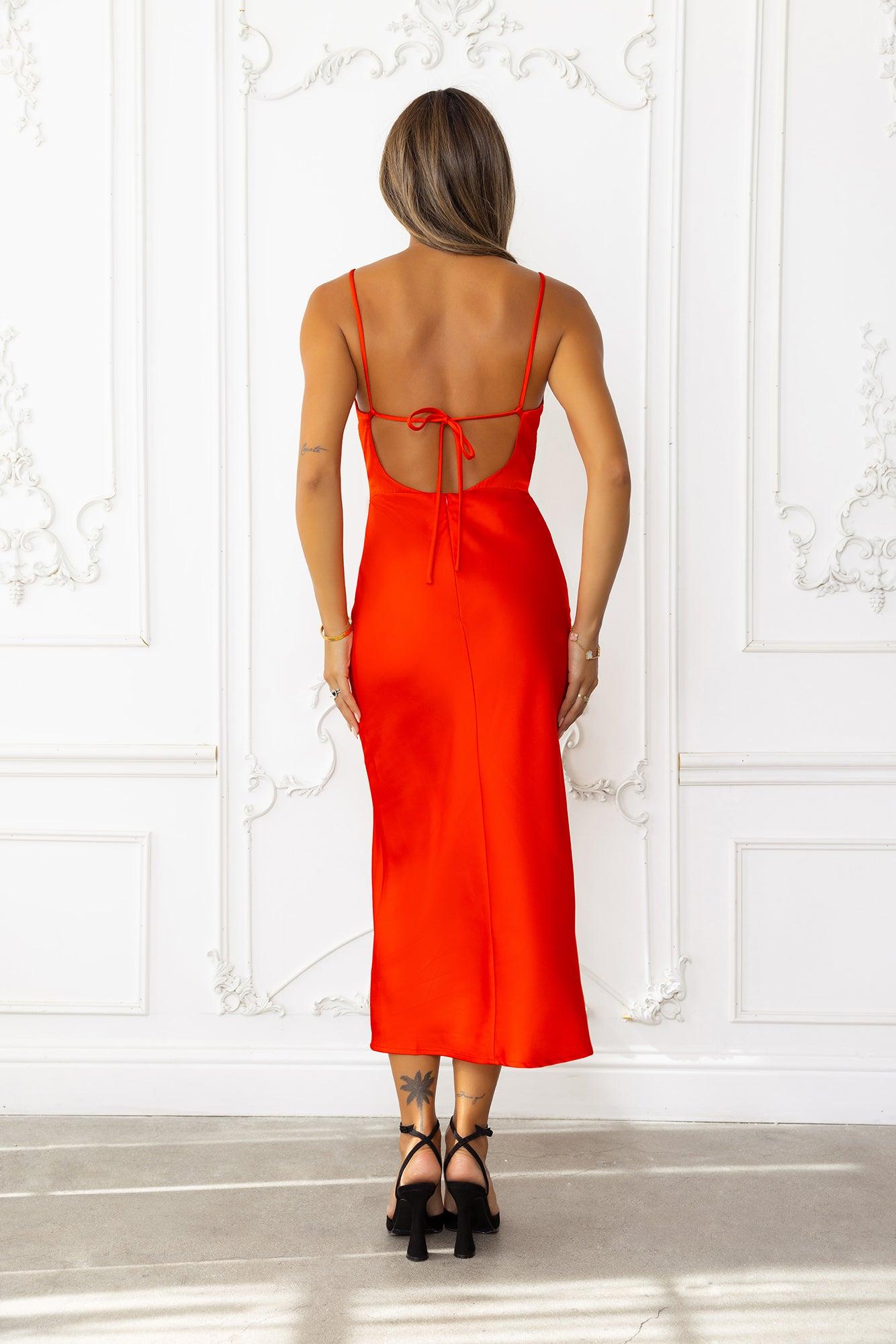 Satin Skies Midi Dress Red Product Image