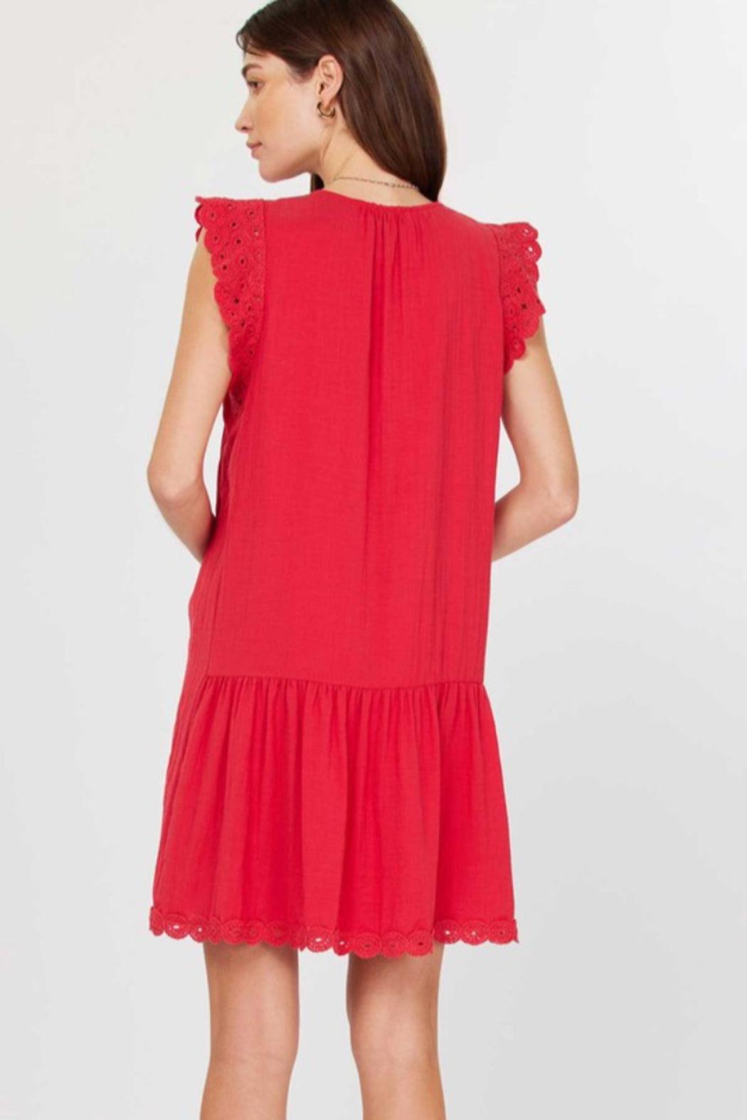 Crochet Sleeve Tiered Mini Dress Product Image