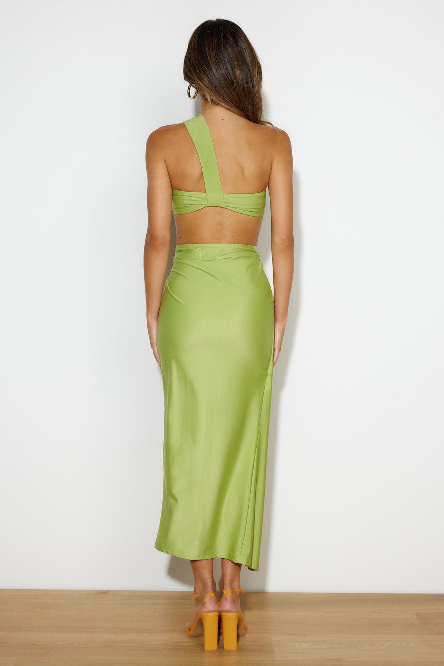 Ready For Goss Midi Skirt Green Product Image