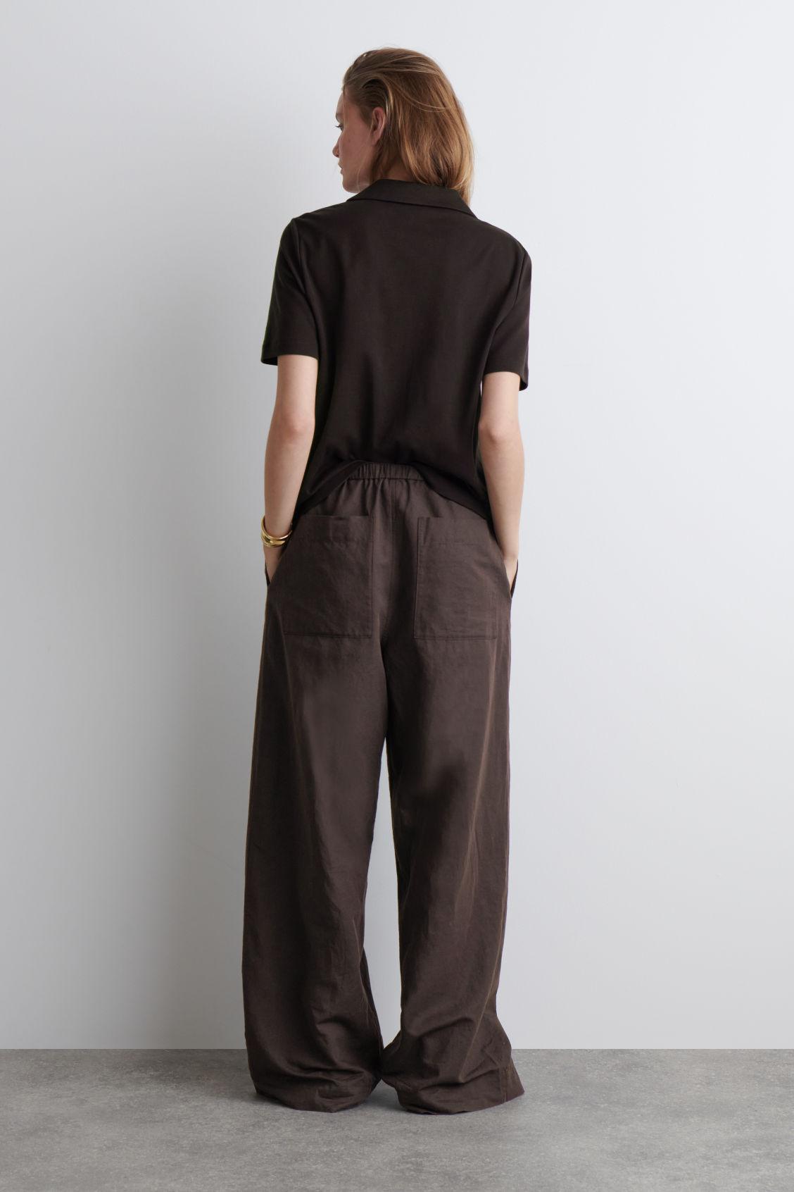 WIDE-LEG LINEN DRAWSTRING PANTS Product Image