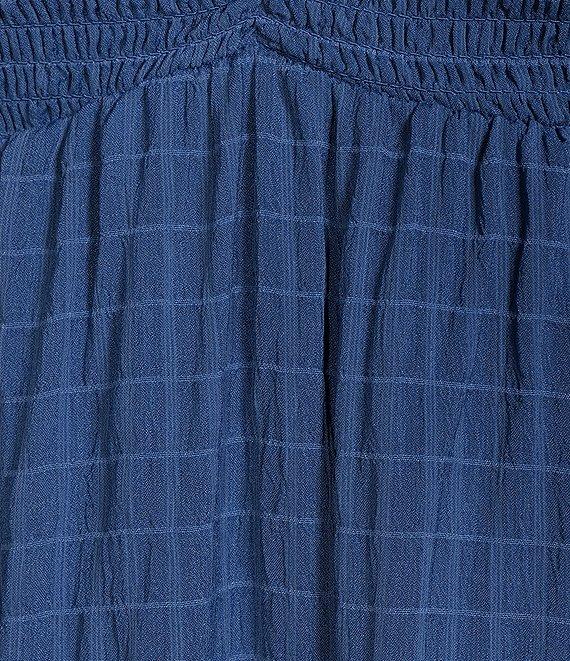 Allison & Kelly Short Sleeve Smocked Empire Waist Babydoll Tiered Mini Dress Product Image