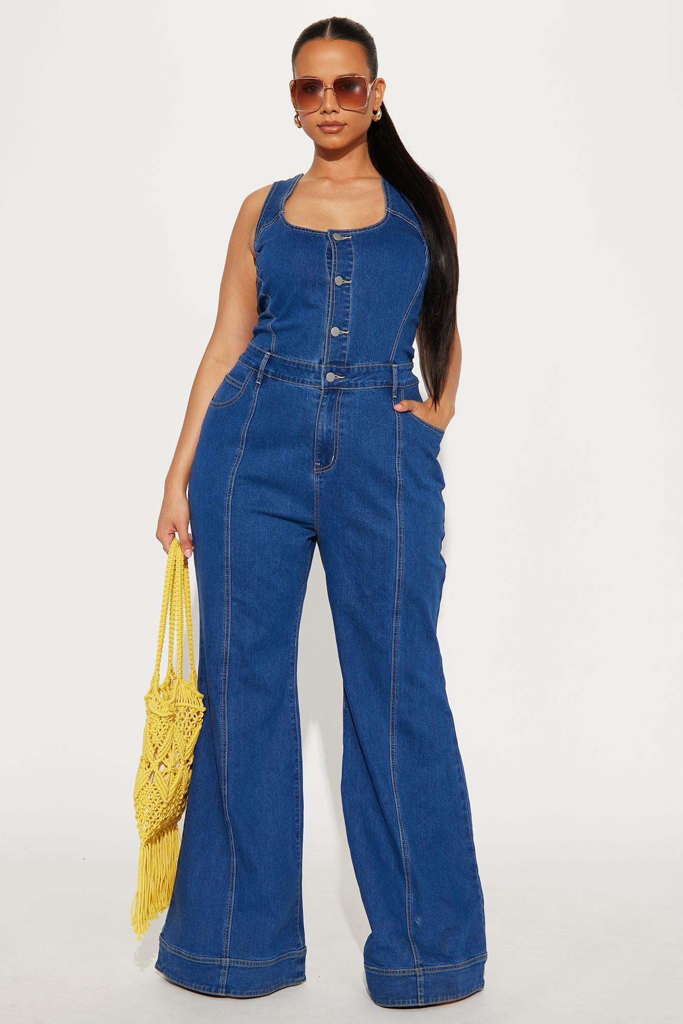 Jane Denim Jumpsuit  - Dark Wash Product Image