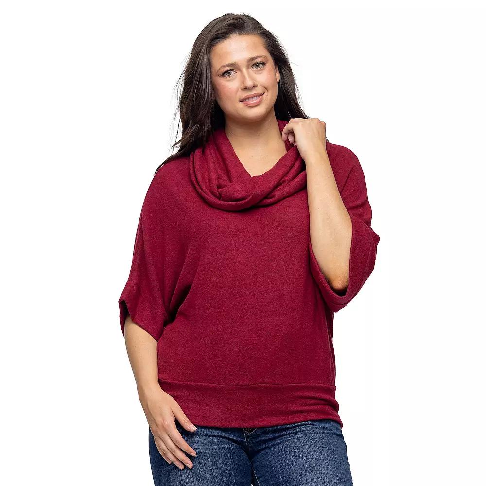 Women's 24Seven Comfort Apparel Cowl Neck Sweater Top,  Product Image
