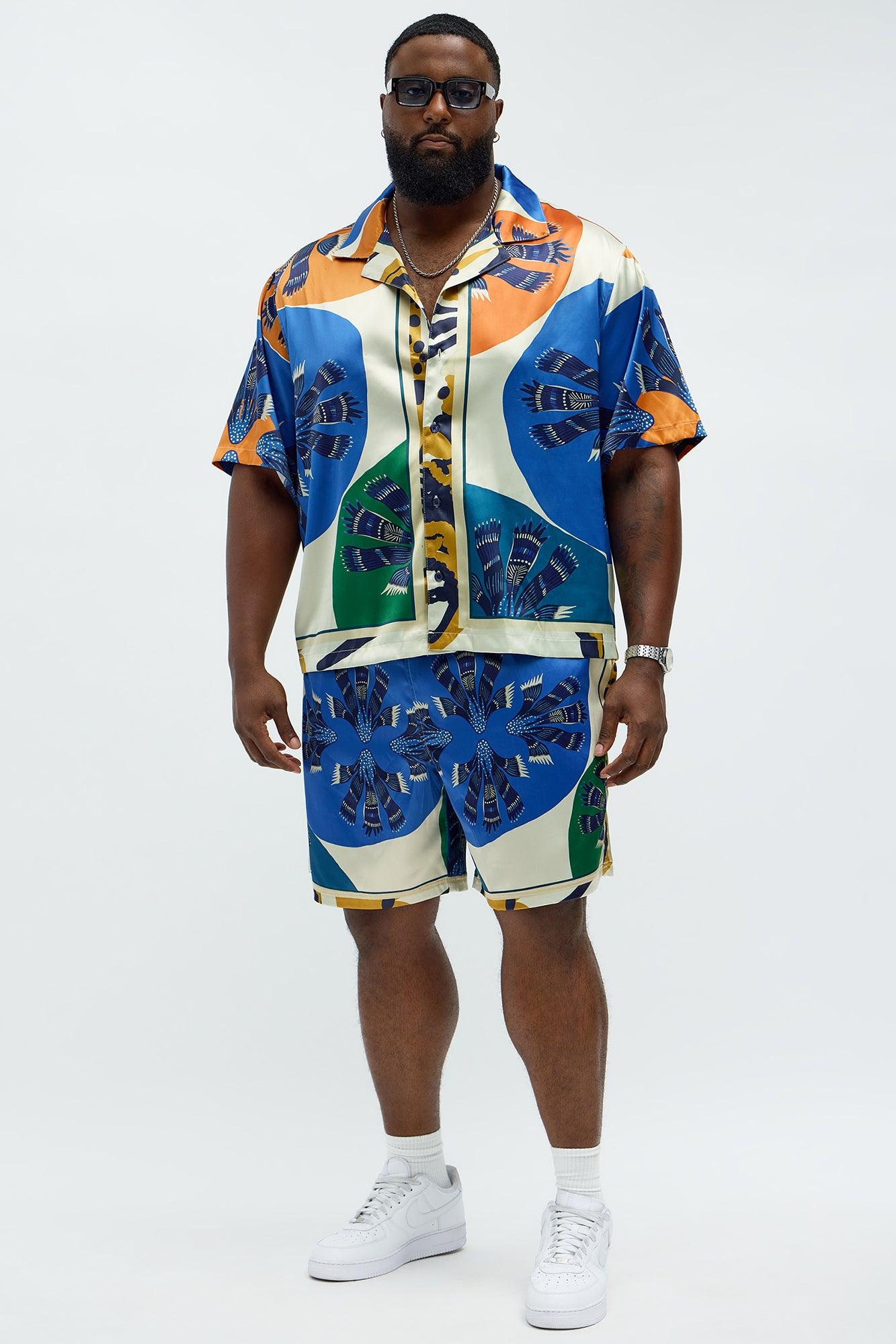 Relaxed Sea Vibe Cuban Collar Button Up Shirt - Multi Color Male Product Image