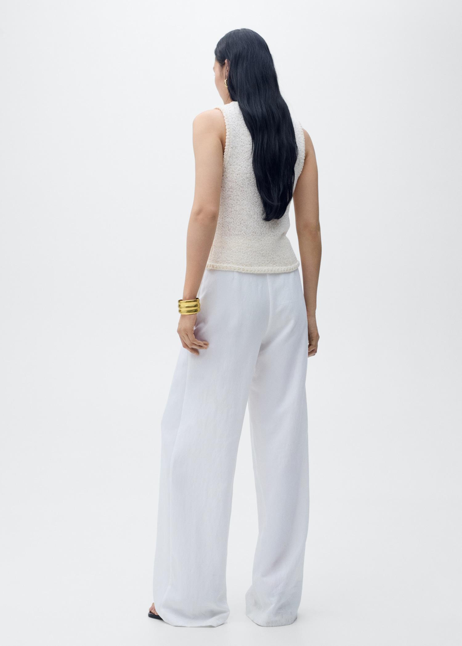 Lyocell suit pants with bow belt - Women | MANGO USA Product Image