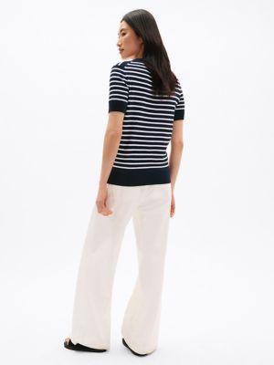 Lightweight Stripe Short-Sleeve Sweater Product Image