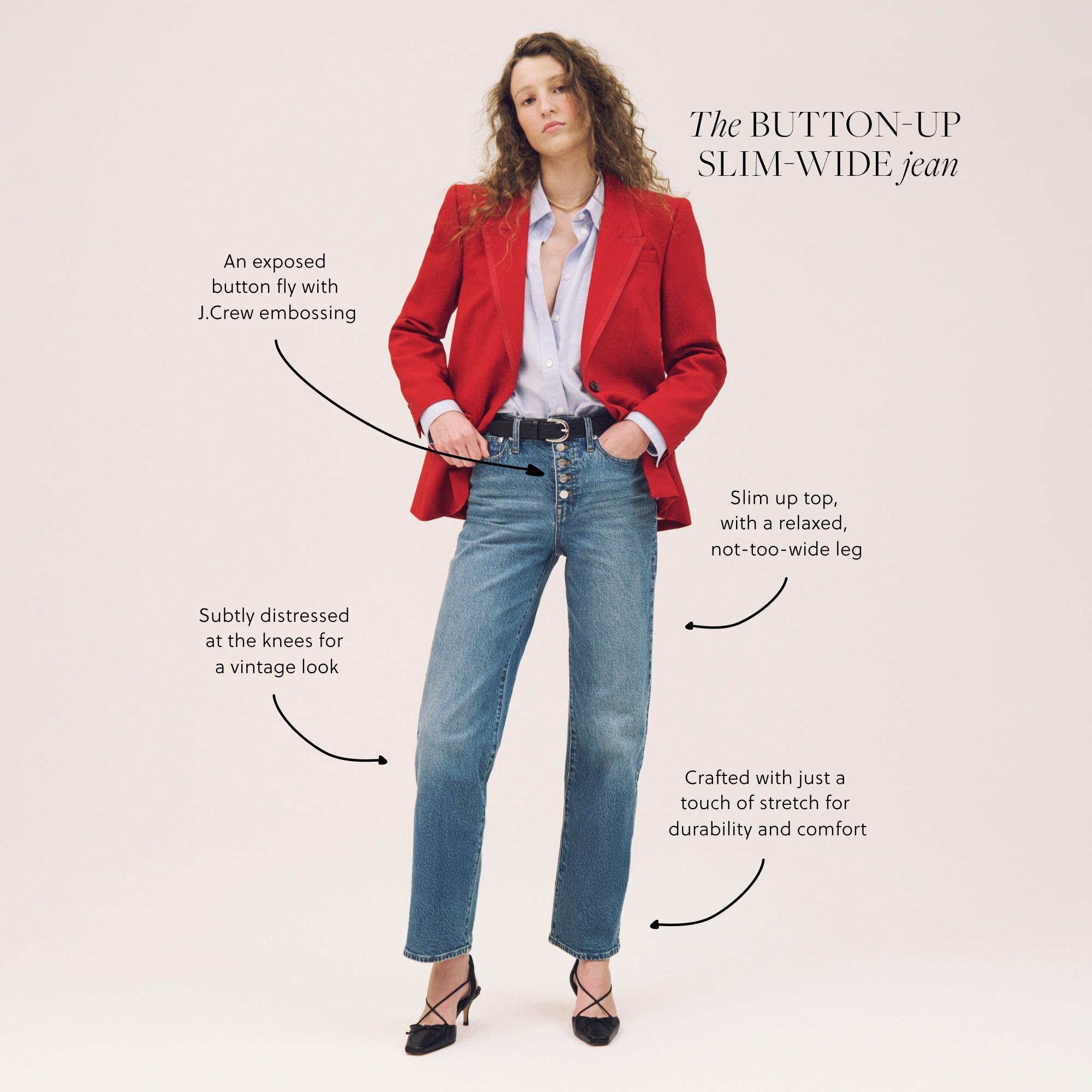 Slim-wide jean with button-fly Product Image