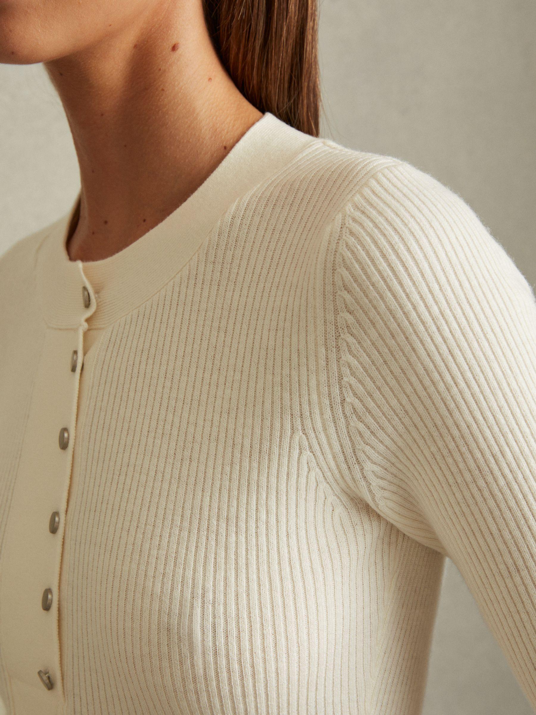 Wool Blend Button Detail Top in Ivory Product Image