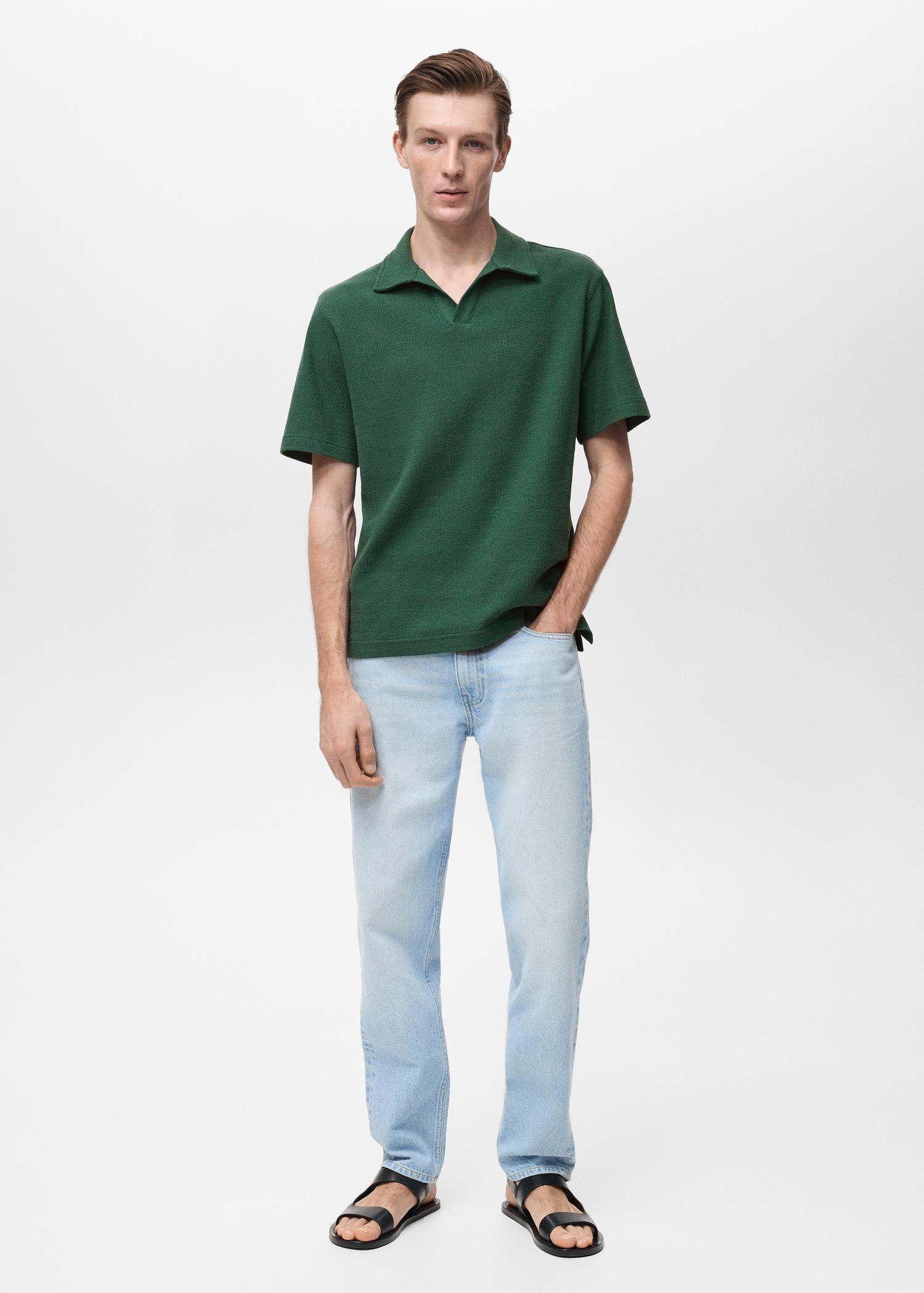 Regular-fit textured polo shirt - Men | MANGO USA Product Image