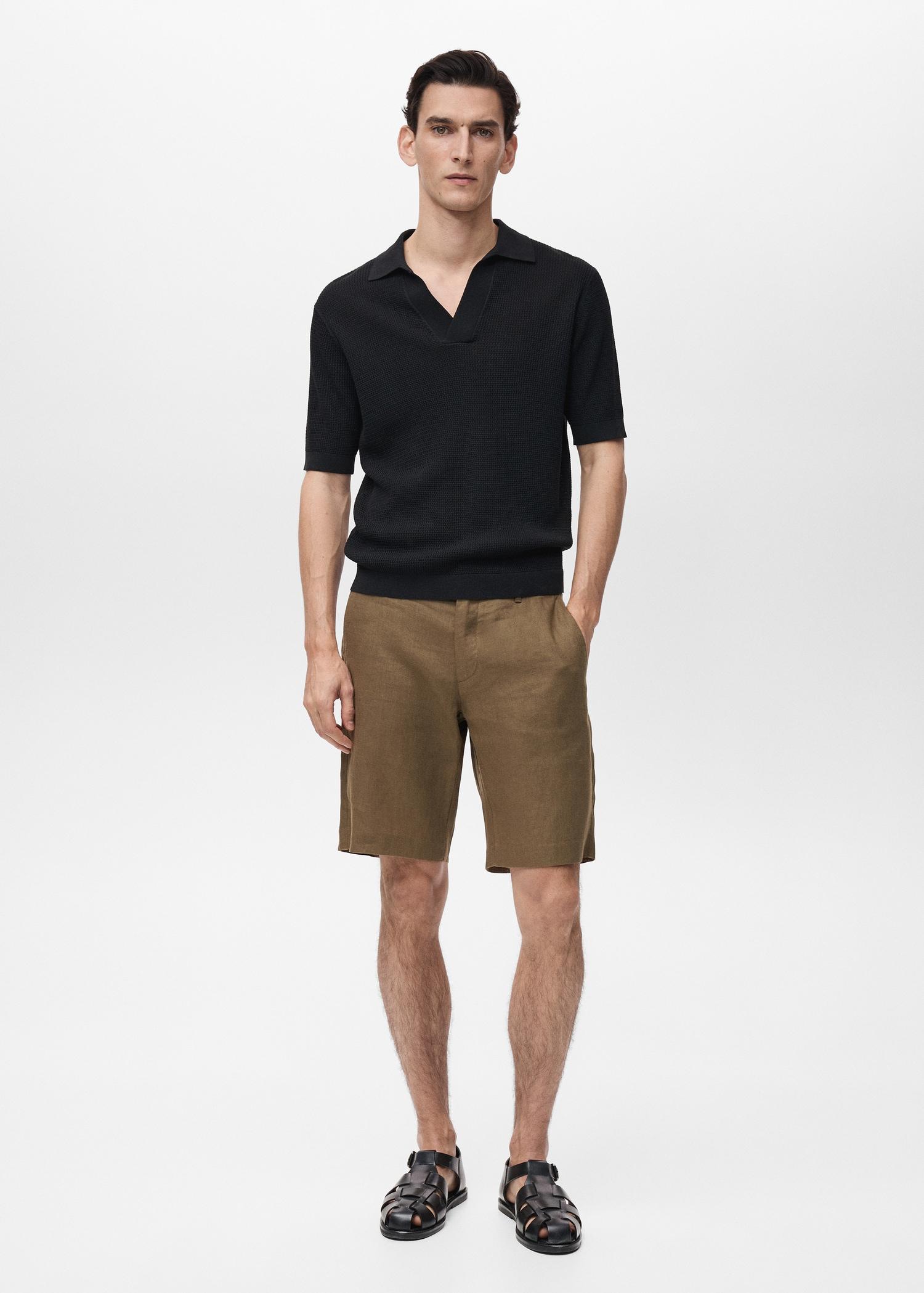 Slim-fit 100% linen bermuda shorts - Men | MANGO USA Product Image