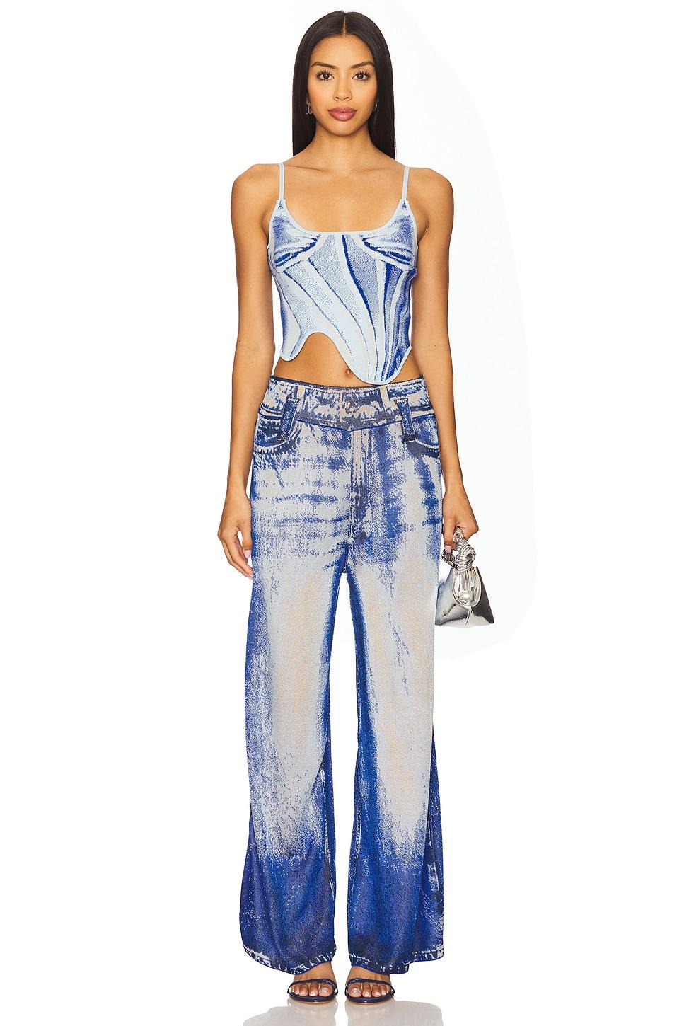 Aria Denim Print Wide Leg Pants PH5 Product Image