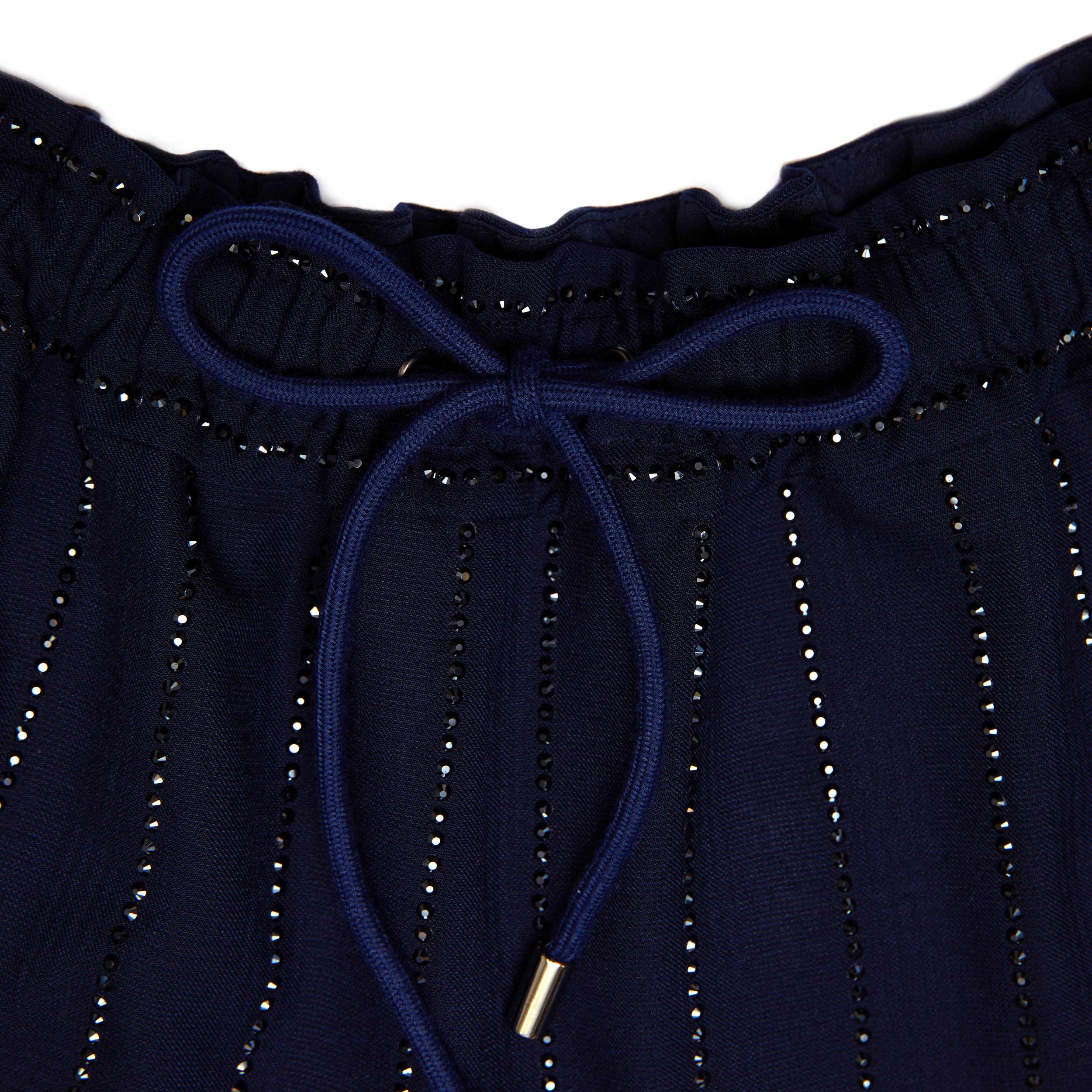 Navy Rhinestone Pinstripe Trousers Product Image