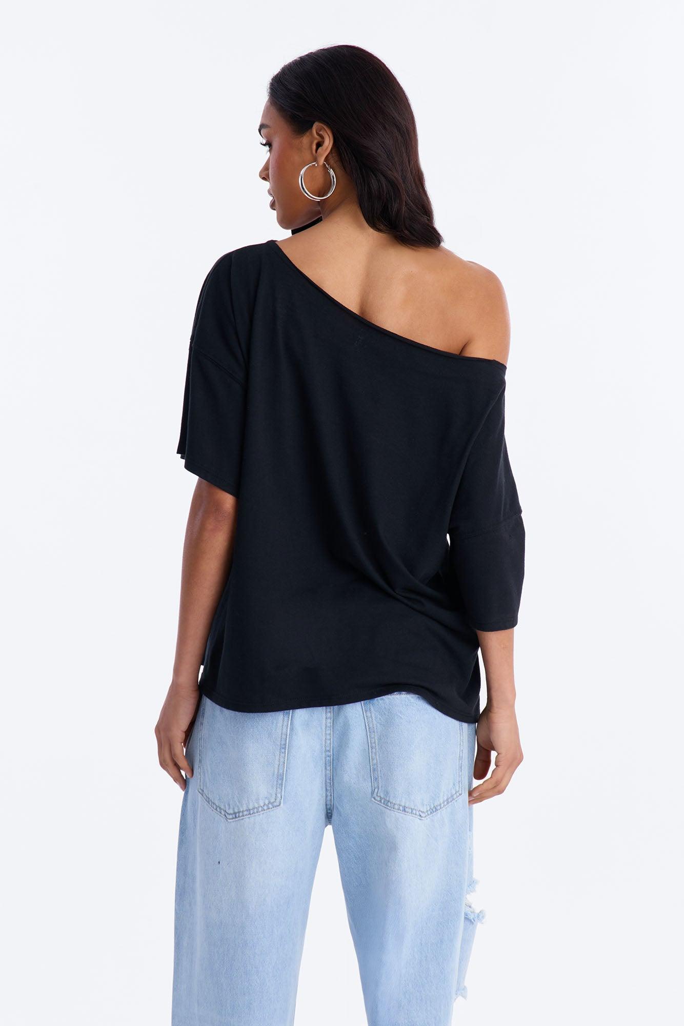 Scarface Off Shoulder Tee - Black Female Product Image