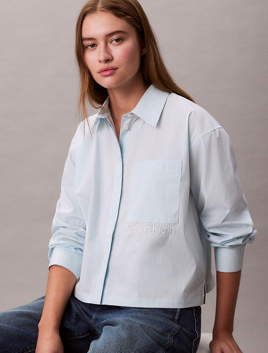 Cropped Boxy Button-Down Shirt  Product Image